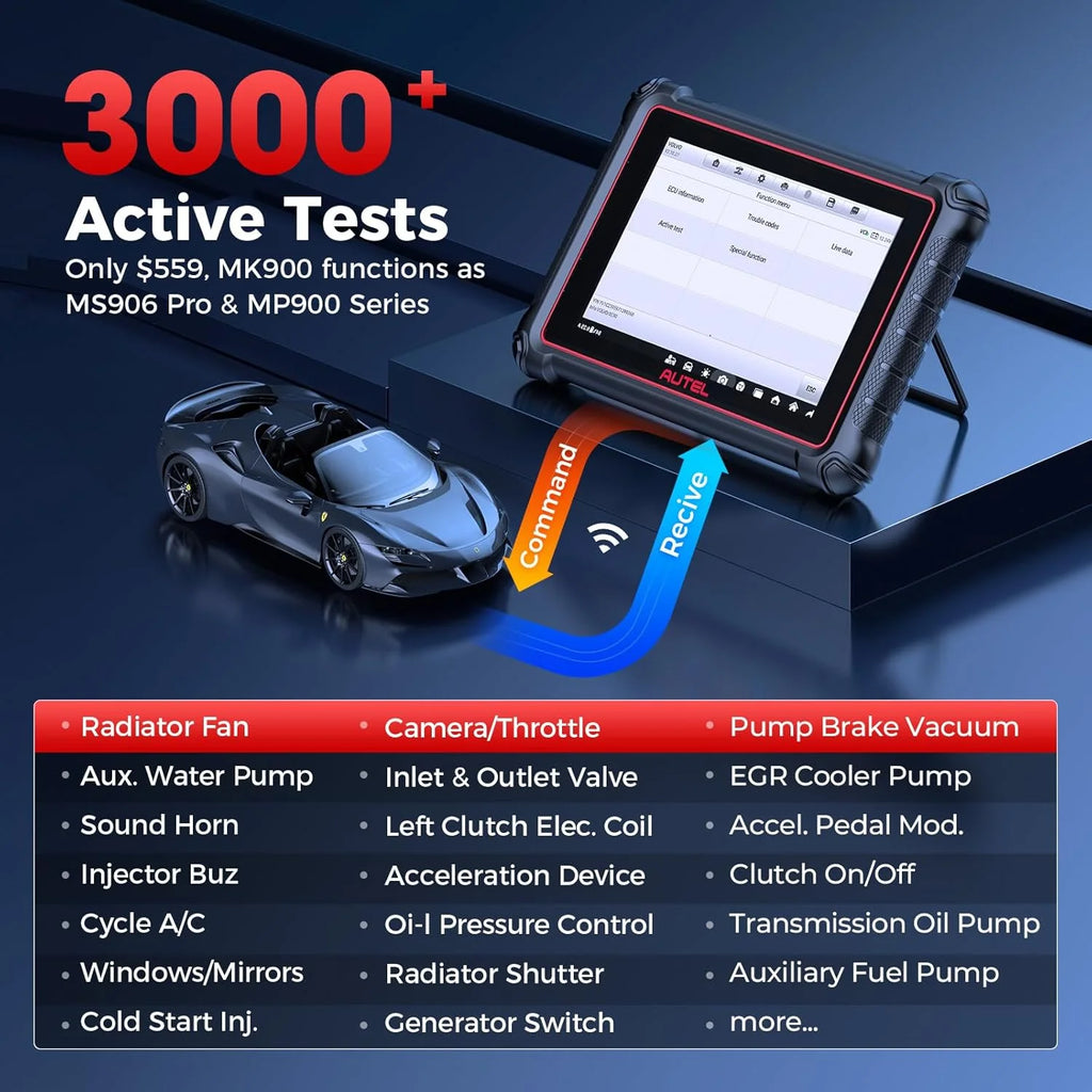 Autel Scanner MaxiCOM MK900 Automotive Diagnostic Scan Tool OBD2 All System Diagnose. 40+ Service. Active Tests. FCA Autoauth & SGW. Upgraded Ver. of MaxiCheck MX808S. MX900