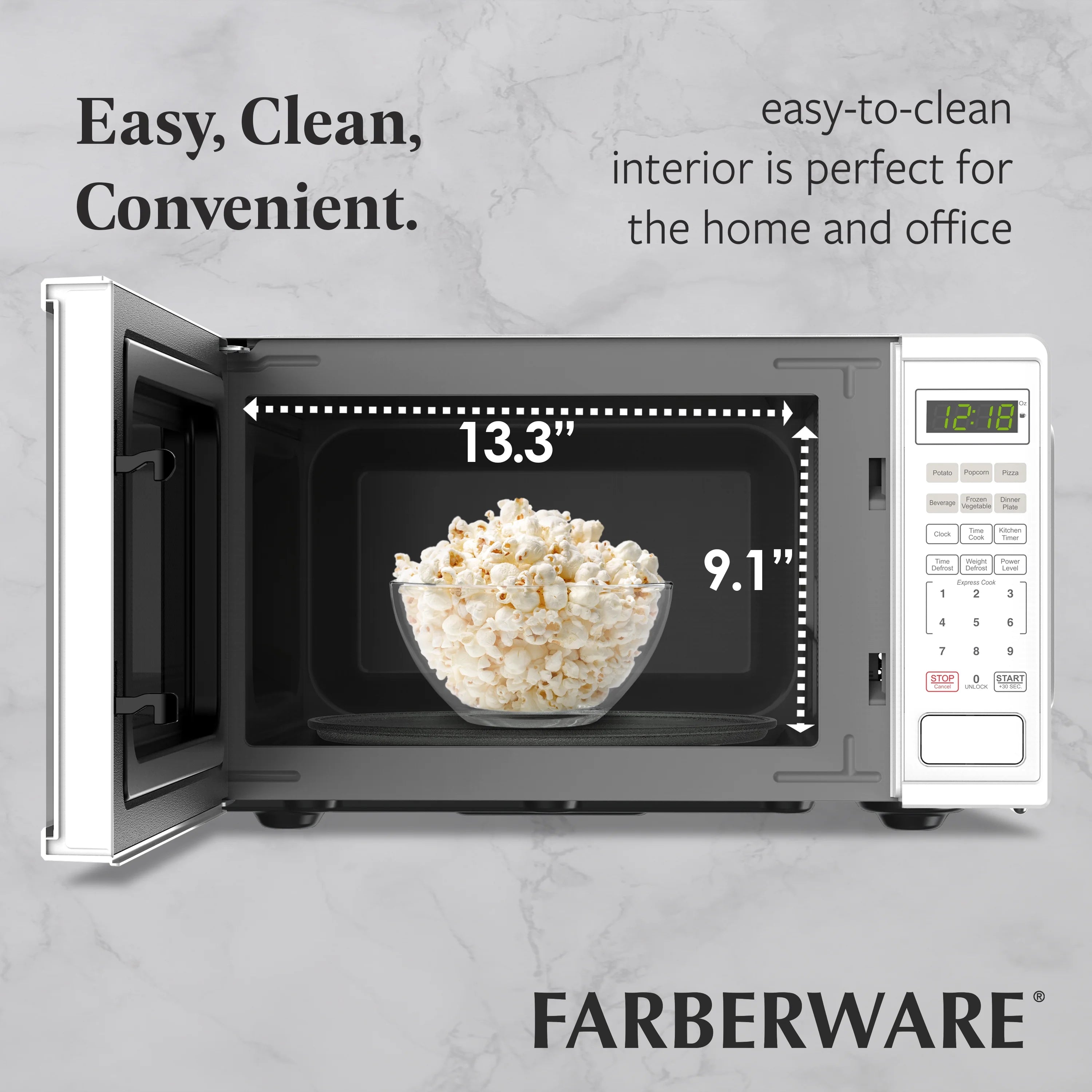 Farberware Countertop Microwave Ov 1100 Watts. 2.2 cu ft - Smart Sensor With LED Lighting and Child Lock - Perfect for Apartments and Dorms - Easy Clean Black Interior. Stainless Steel