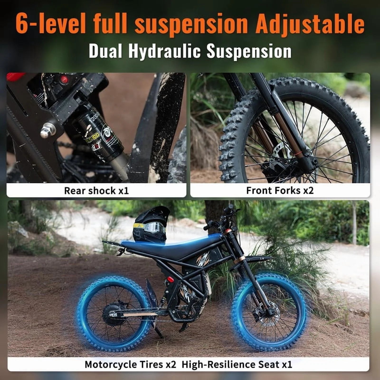GT73 PRO 338 NM Electric Dirt Bike for Adults.3000W(Peak)Dual Motor 50Mph Max Speed.60V 50MPH 36.4AH Dual Battery Ebike.85 Miles Range. 25 Motorcycle Tires. All-Terrain for Mountain. Snow. UL2849
