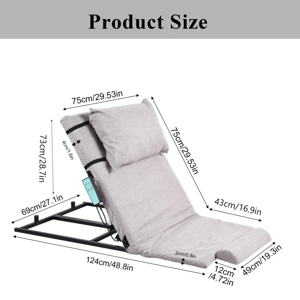 Adjustable Power Lifting Bed Backrest for Elderly Patient Injured. Sit-up Back Rest Chair for Neck Lumbar Back Support. Electric Lifting Backrest for Bed (Gray)