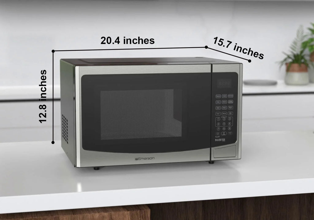 Emerson 1.2 Cu Ft. 1000W Stainless Steel Countertop Microwave Oven with Inverter Technology. Touch Control. MWI1212SS