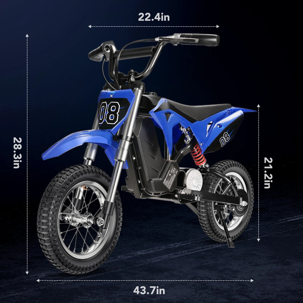 36V Kids Electric Dirt Bike.Fast Speed Electric Motorcycle Up to 16 MPH & 10 Miles Long-Range. 3-Speed Modes. Twist Grip Throttle. Dual Suspension & Brakes for Kids Ages 5-10 Ride on Toys