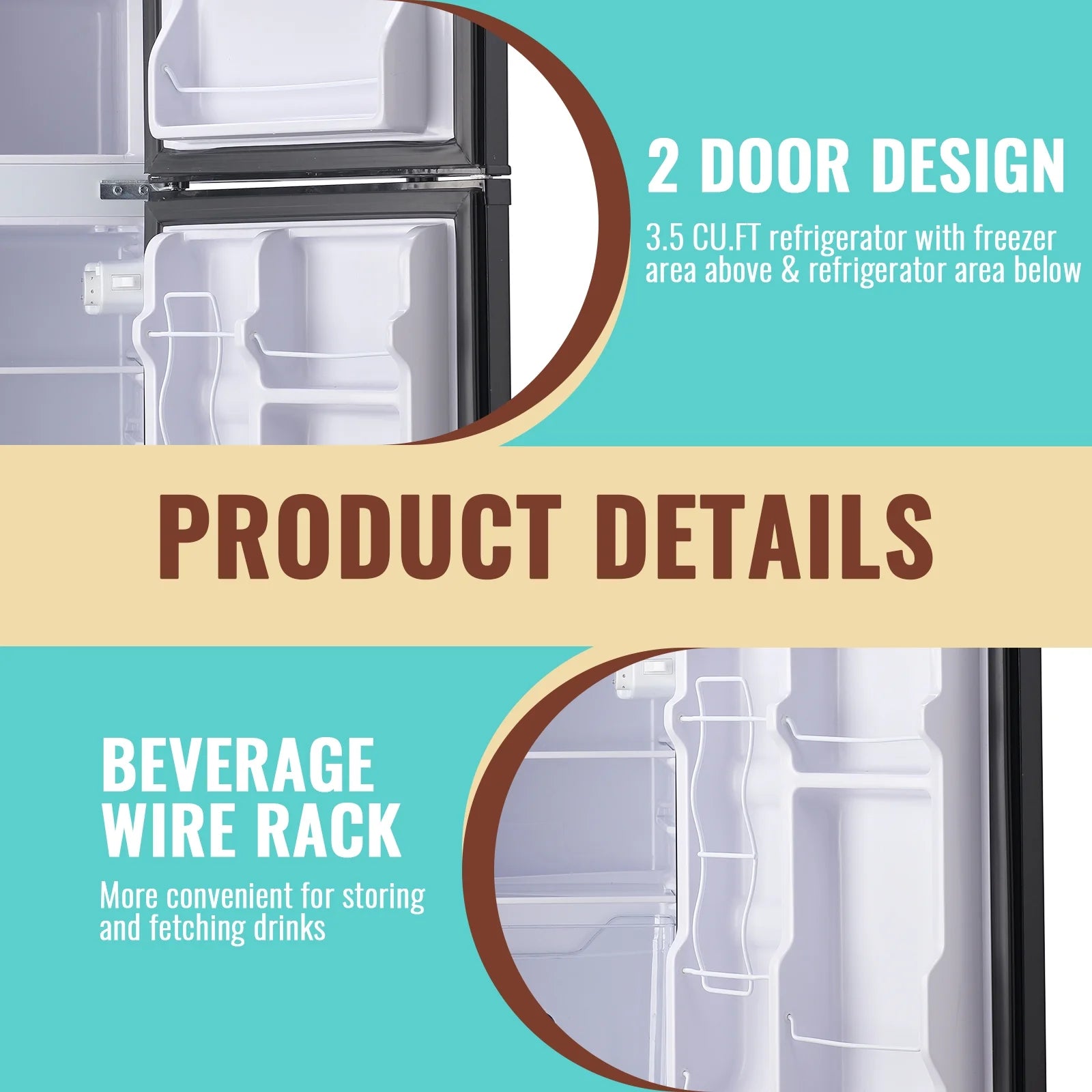 WANAI 5.0 Cu.ft Mini Refrigerator with Freezer 7 Settings Temp Adjustable Large Compact Fridge Silver