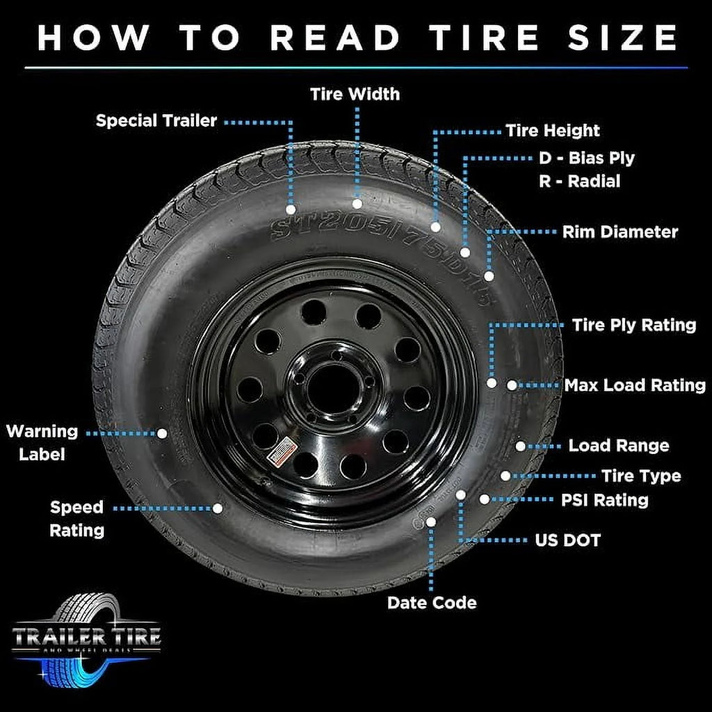 2-Pack Trail Tire on Rim ST205/75D15 Tex Star LRC 6 Ply Bias 5 Lug Silver Modular Wheel 5X5 Bolt Pattern