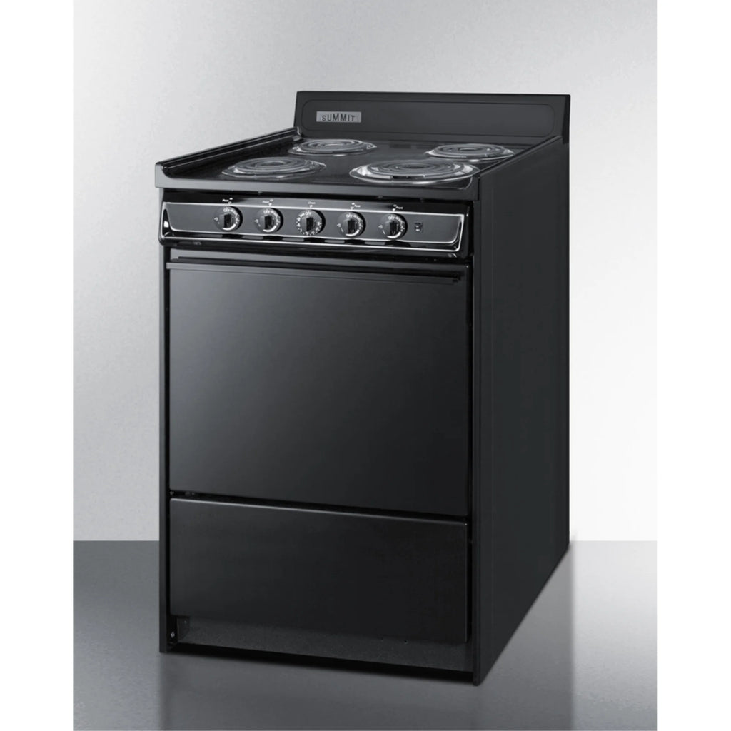 24 wide electric coil range in black