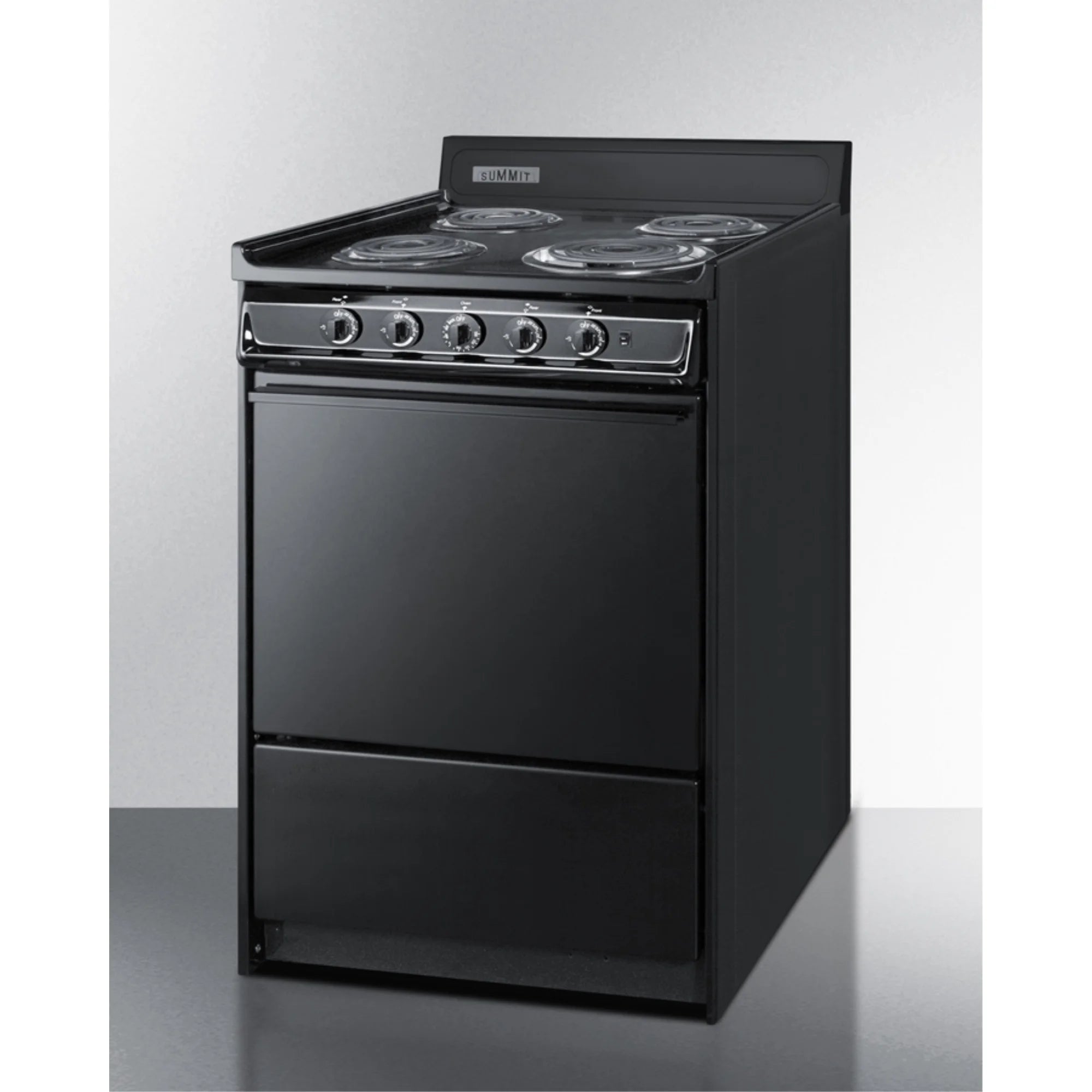 24 wide electric coil range in black