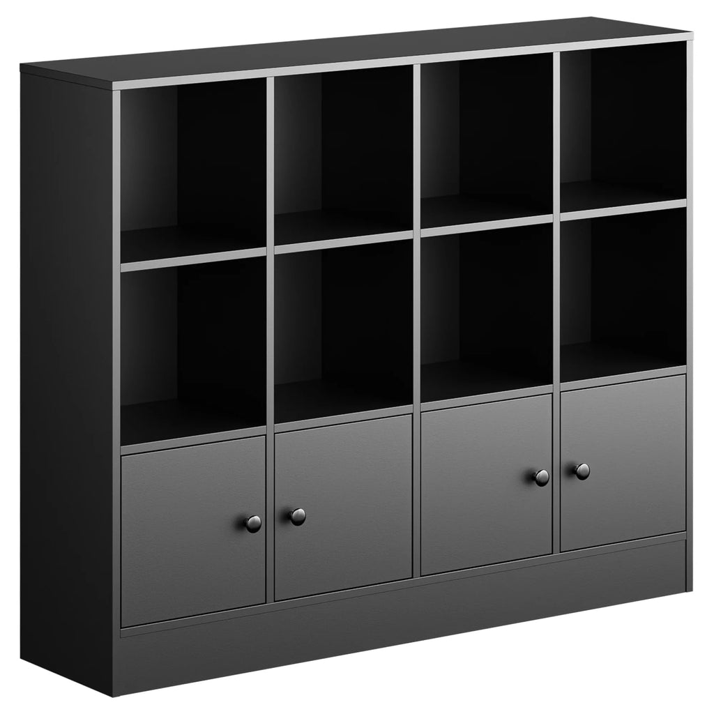 Cozy Castle 3-Tier Open Cube Bookcase with 12 Cubes and 4 Doors. Adjustable Shelves. White