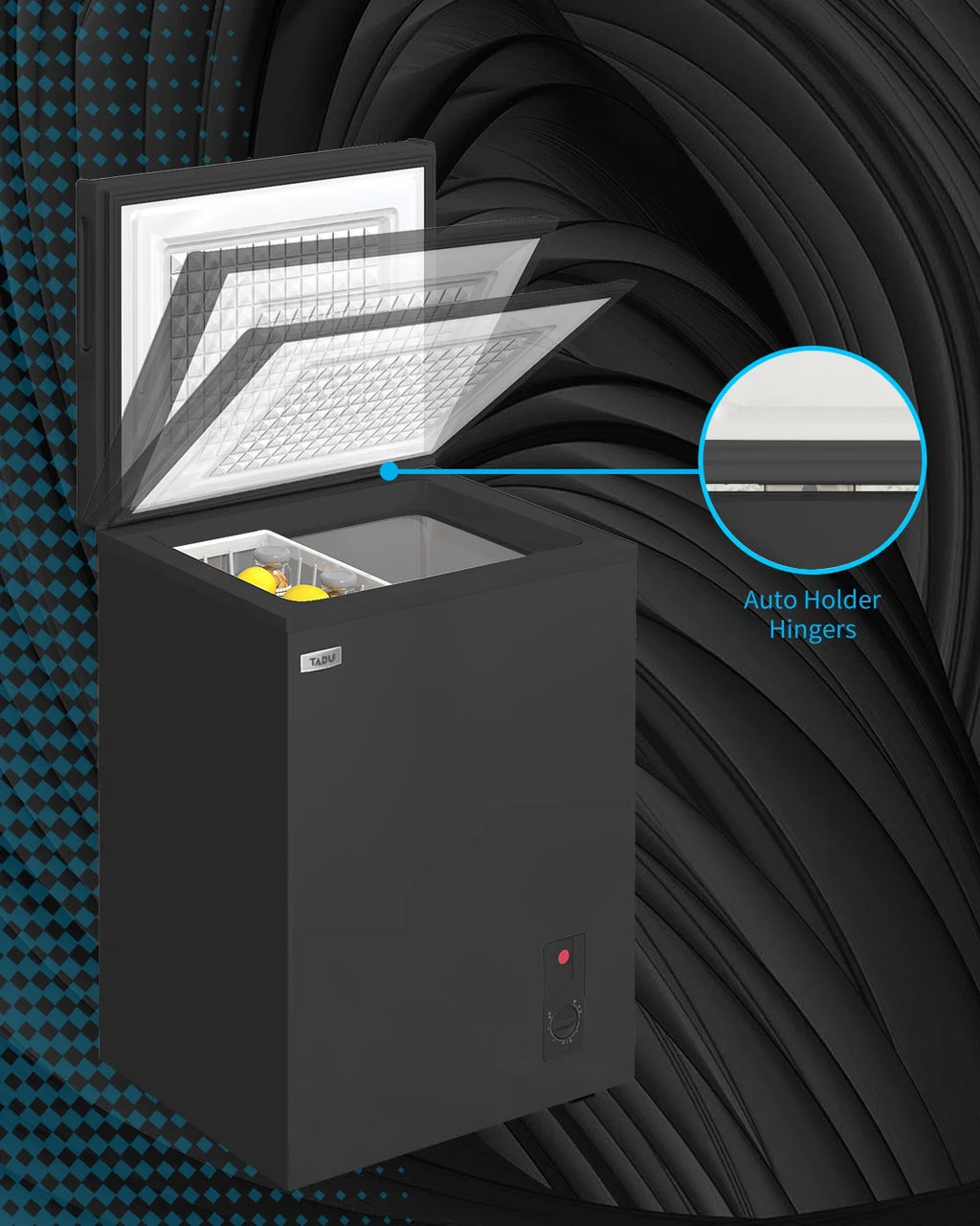 TABU Chest Freezer.3.5 Cu ft Deep Freezer.Garage Ready.Top Open Door.Black
