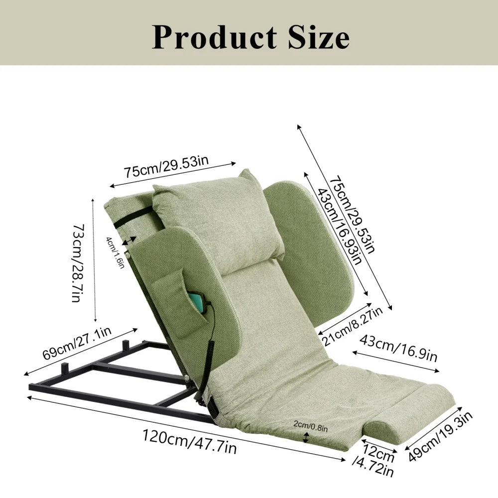 Adjustable Power Lifting Bed Backrest for Elderly Patient Injured. Sit-up Back Rest Chair for Neck Lumbar Back Support. Electric Lifting Backrest for Bed (Gray)