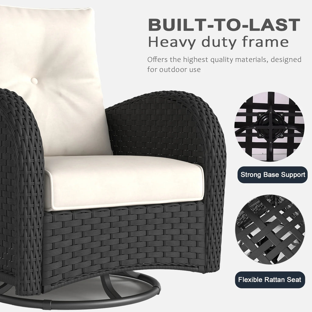 LayinSun 7 Pieces Outdoor Patio Furniture Set with Fire Pit Table. Rattan Wicker Sectional Swivel Rocker Chairs Sets