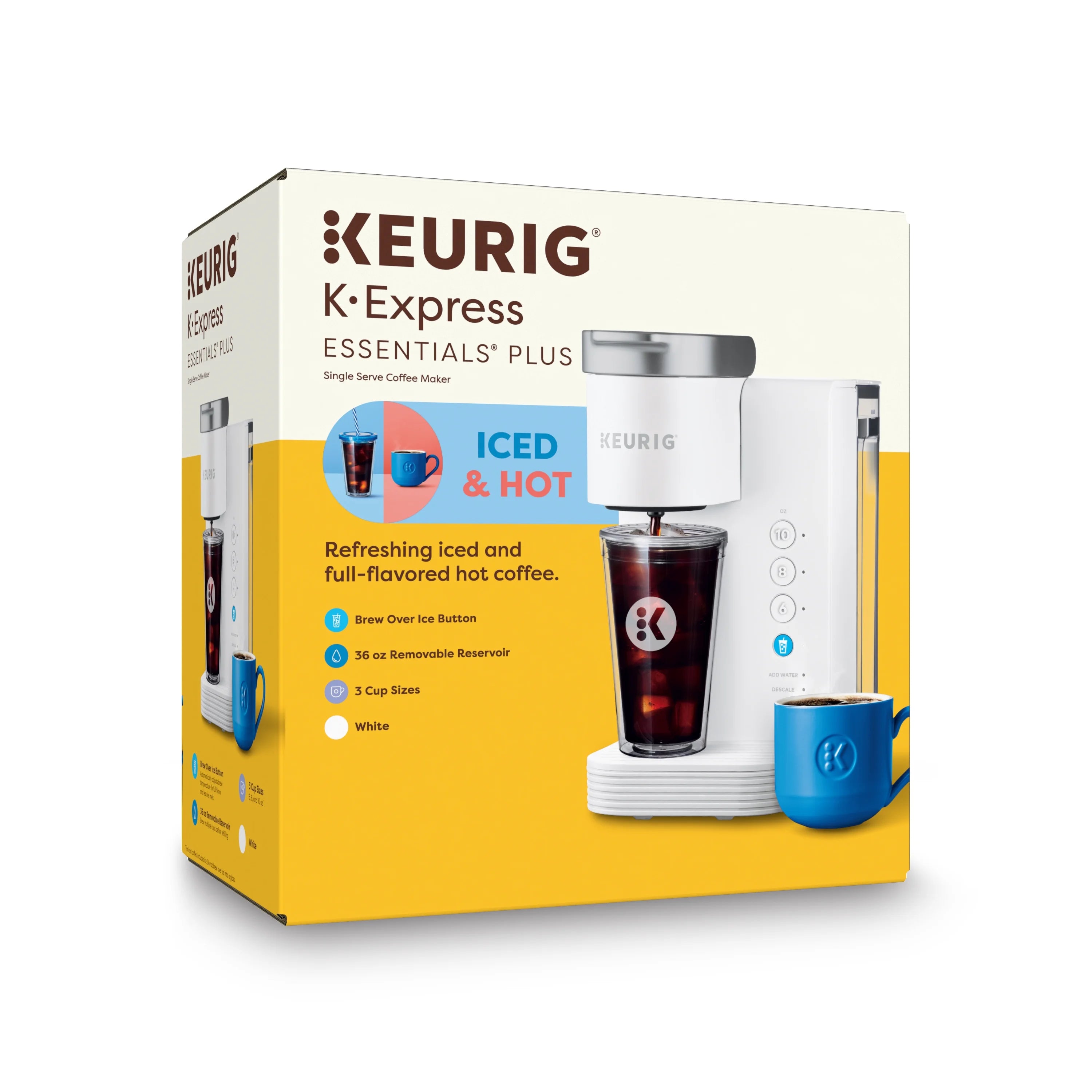 Keurig K-Iced Essentials Iced and Hot Single-Serve K-Cup Pod Coffee Maker. White