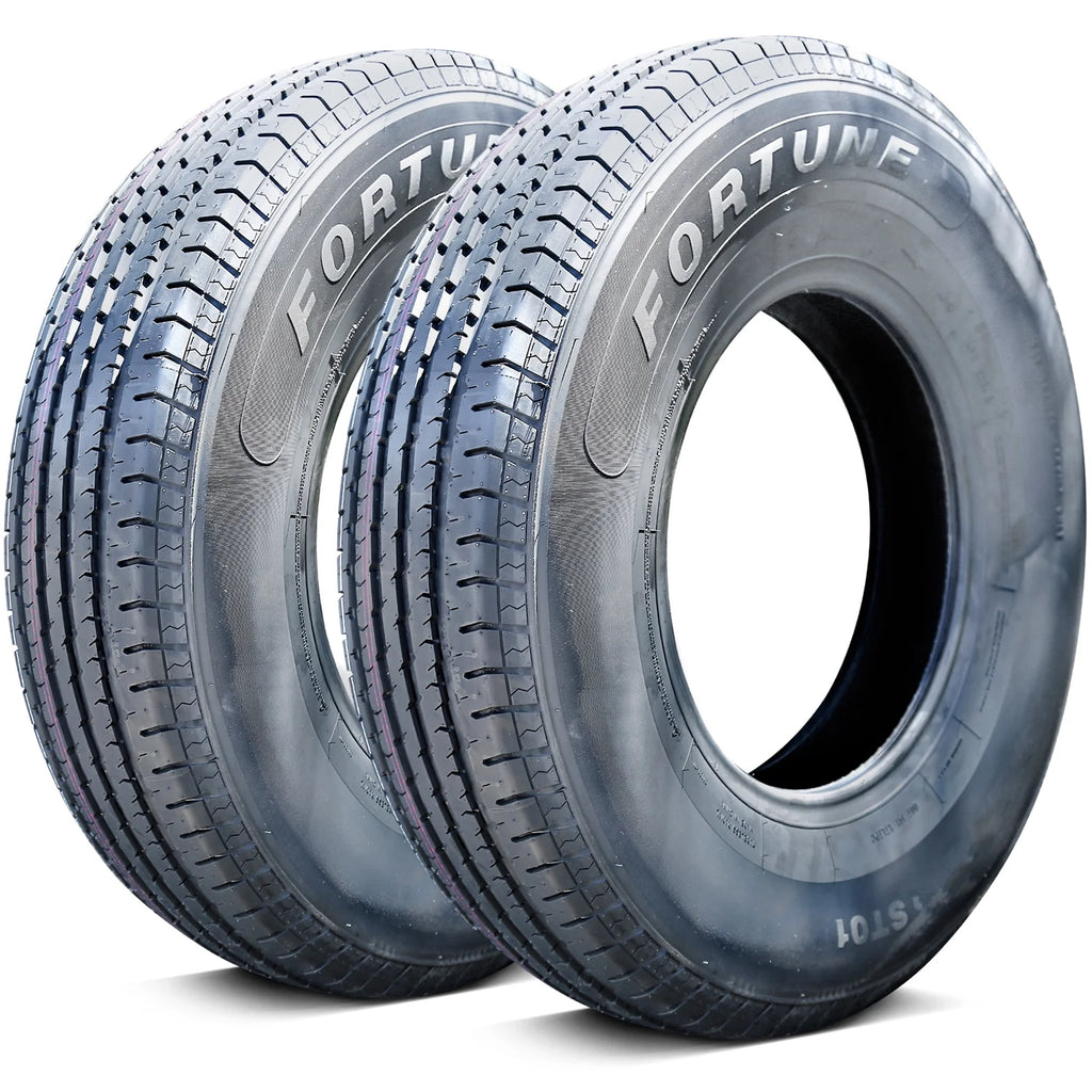 Set of 4 Fortune ST01 Steel Belted ST205/75R15 205/75R15 107/102M D 8 Ply Trailer Tires