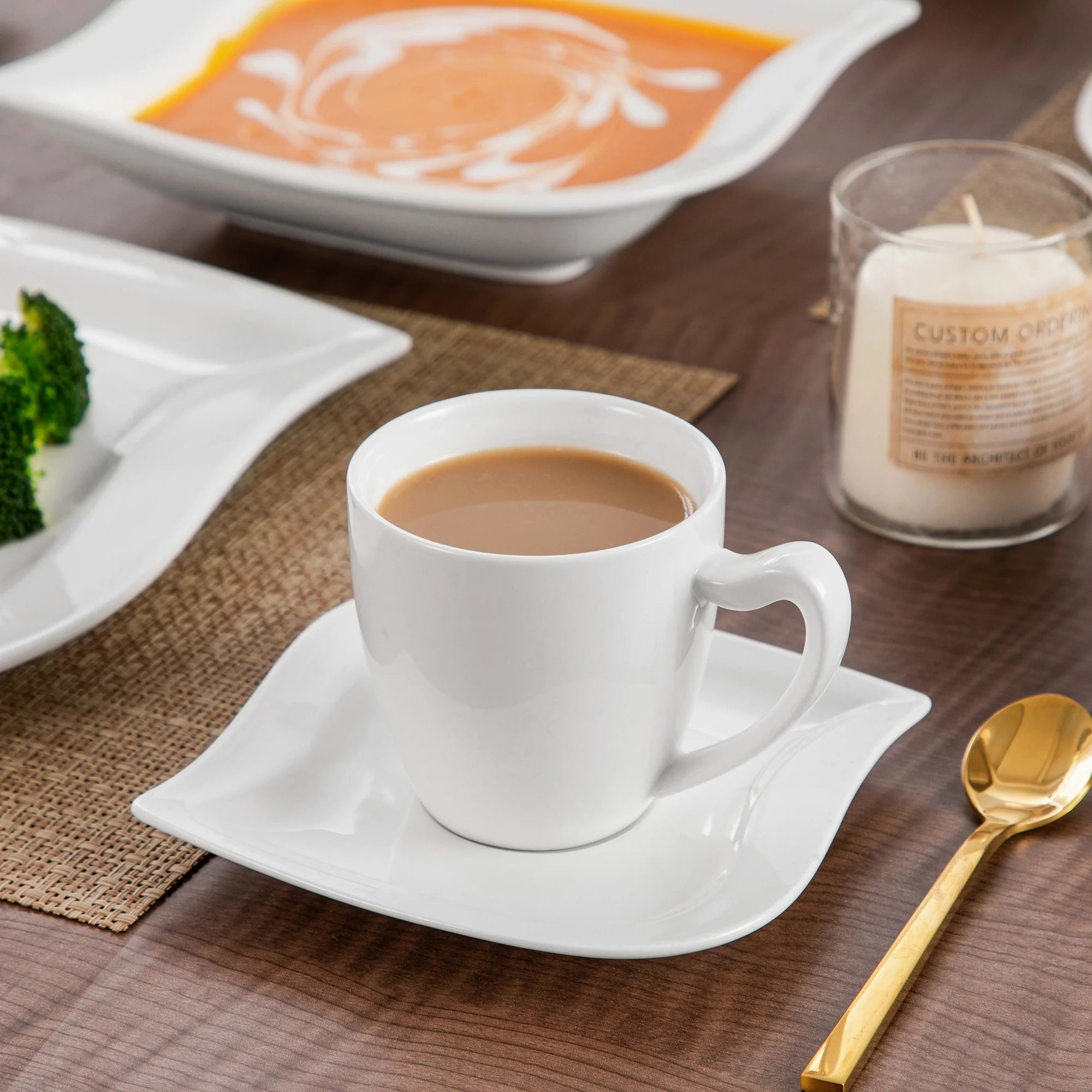 vancasso 36 pcs Dinnerware Sets. Plates and Bowls Set for 6. Porcelain Dinner Set. Marble Gray