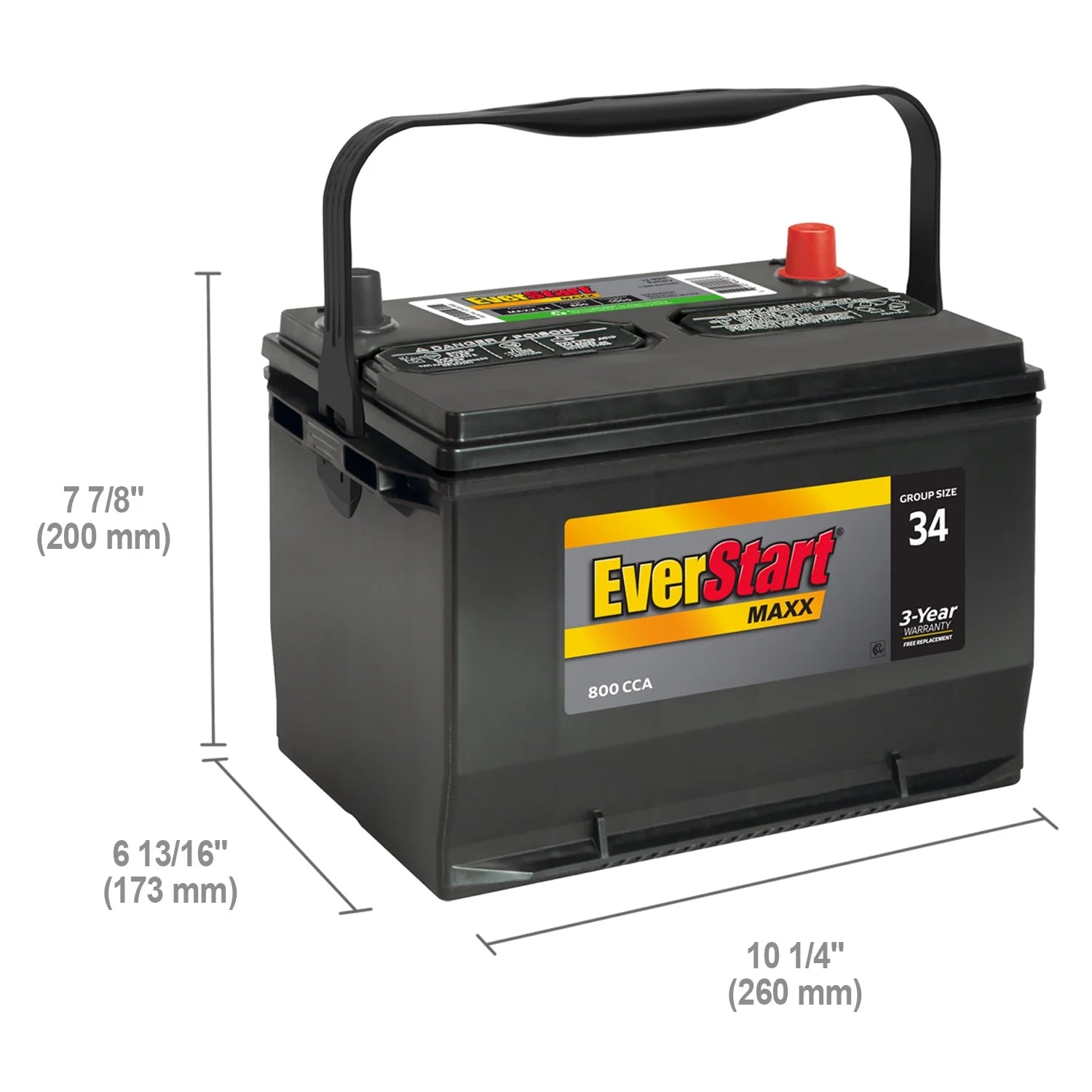 EverStart Maxx Lead Acid Automotive Battery. Group Size 34 12 Volt. 800 CCA