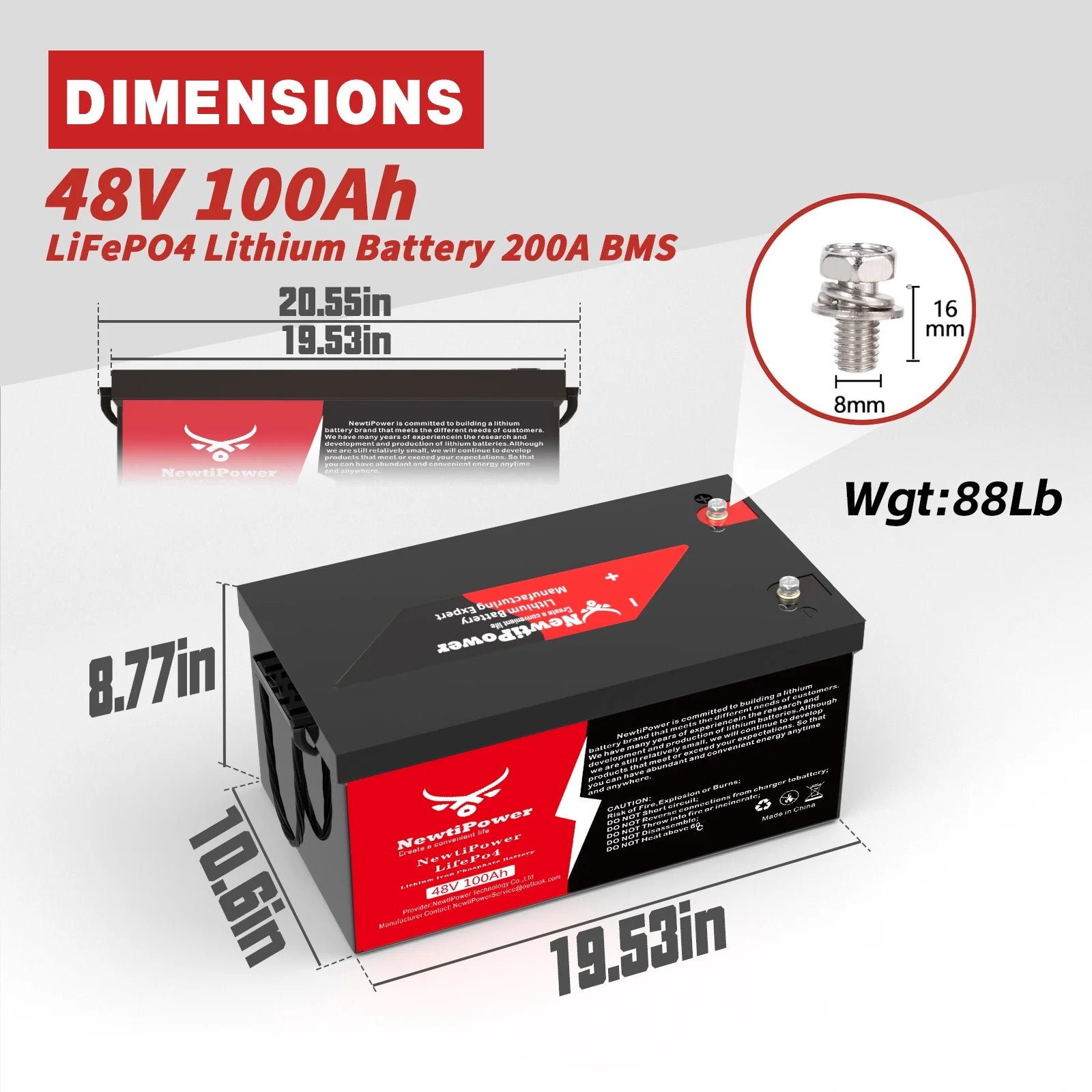 48V 100Ah LiFePO4 Lithium Battery.200A BMS.10000+ Deep Cycle Lithium Iron Phosphate Battery Great for Golf Cart. RV. Marine and Off Grid Applications