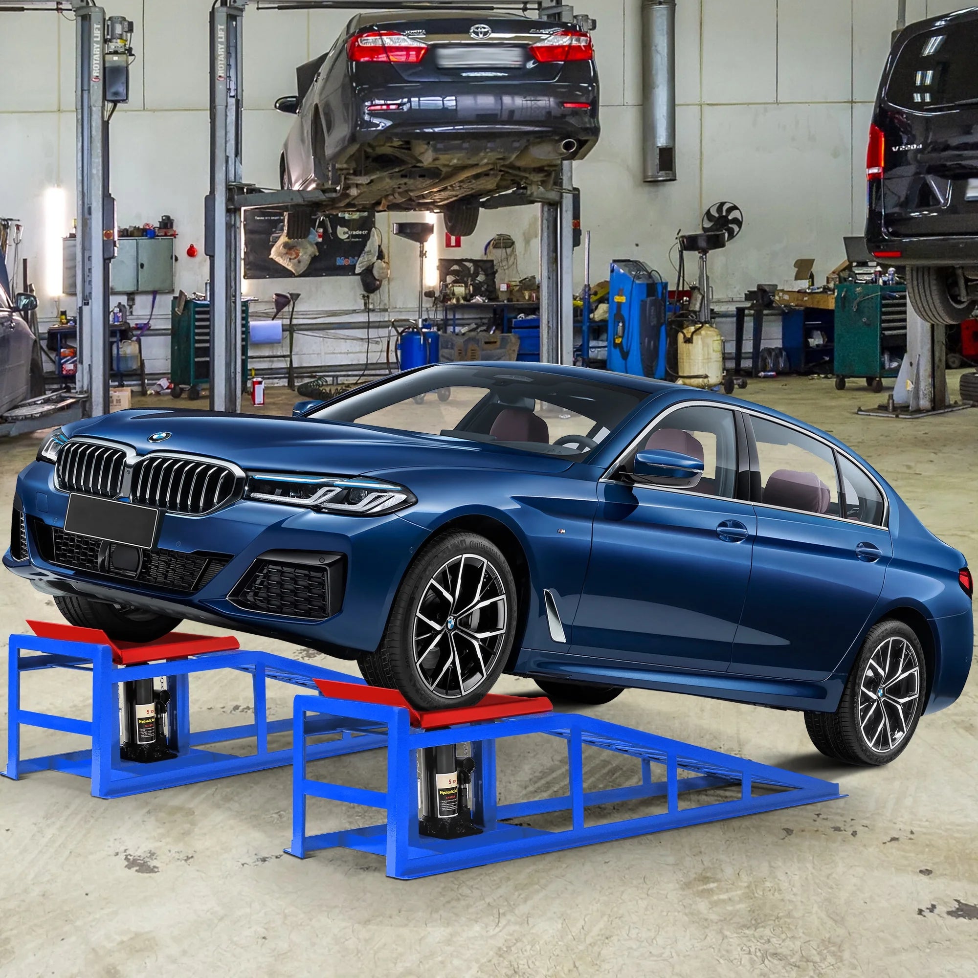 Lafati 2-Pack Hydraulic Car Ramps: Heavy-Duty Vehicle Ramps with 5T / 10000lbs Jack Load Capacity. Portable Design for Effortless Oil Changes and Car Lifts
