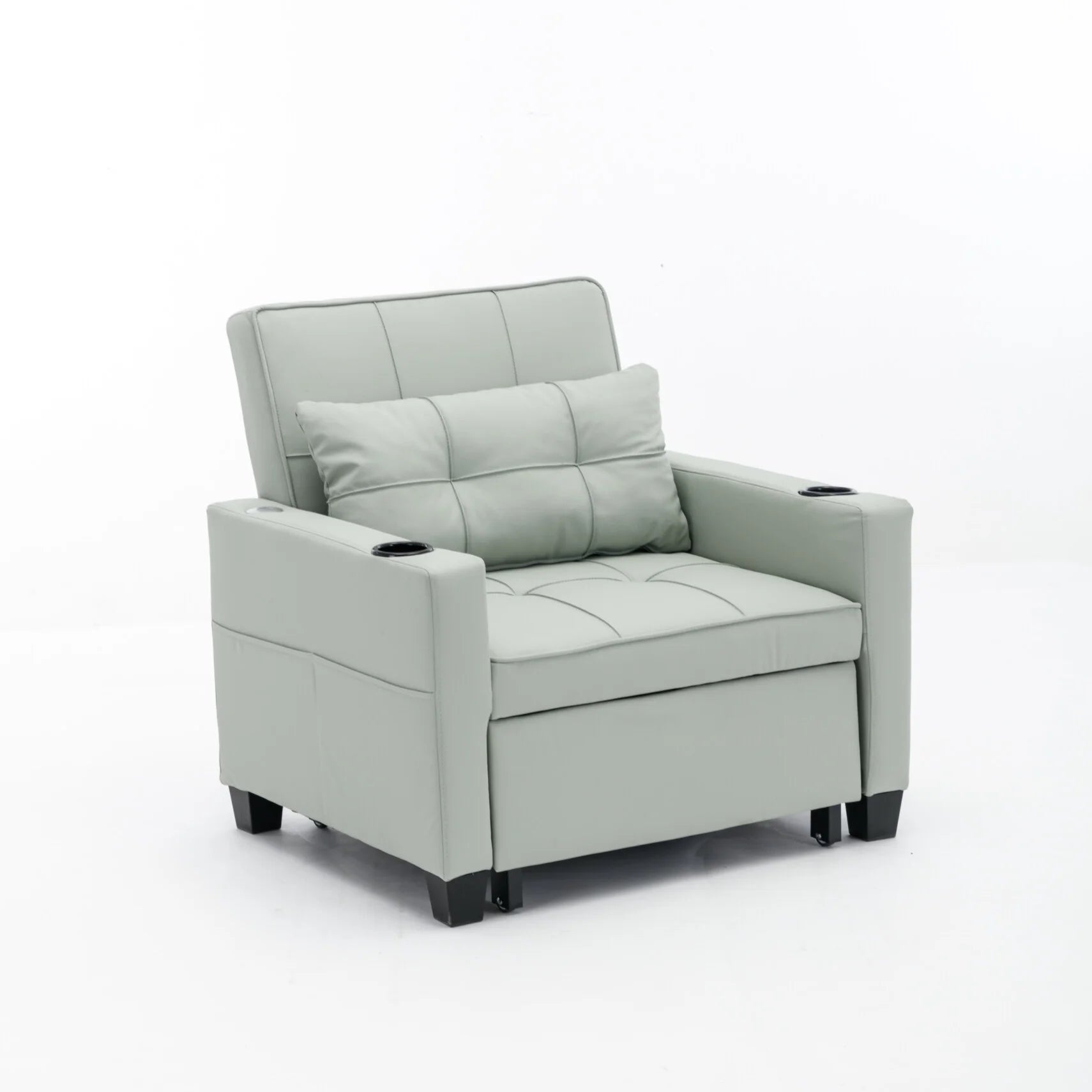 Convertible Futon Sofa Bed. 3-in-1 Multi-Functional Sleeper Chair Bed with USB Ports. Adjustable Backrest Recliner.for Living Room Bedroom Small Space. Tech Cloth. Dark Grey