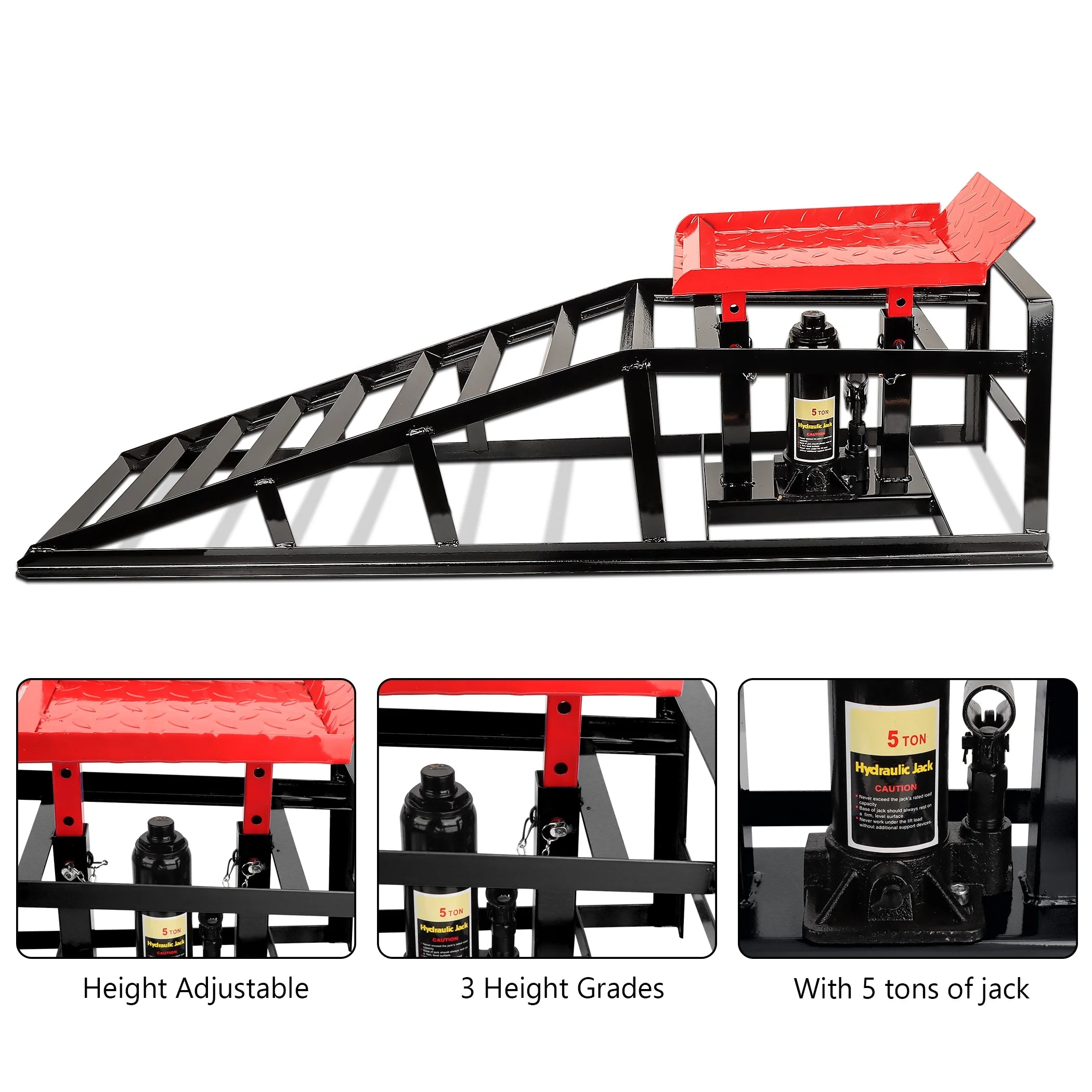 Lafati 2-Pack Hydraulic Car Ramps: Heavy-Duty Vehicle Ramps with 5T / 10000lbs Jack Load Capacity. Portable Design for Effortless Oil Changes and Car Lifts