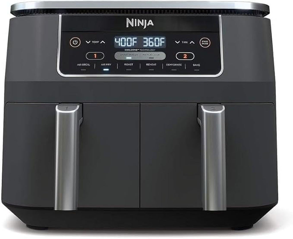 Ninja DZ201 Foodi 8 Quart 6-in-1 DualZone 2-Basket Air Fryer with 2 Independent Frying Baskets. Match Cook & Smart Finish to Roast. Broil. Dehydrate & More for Quick. Easy Meals. Grey
