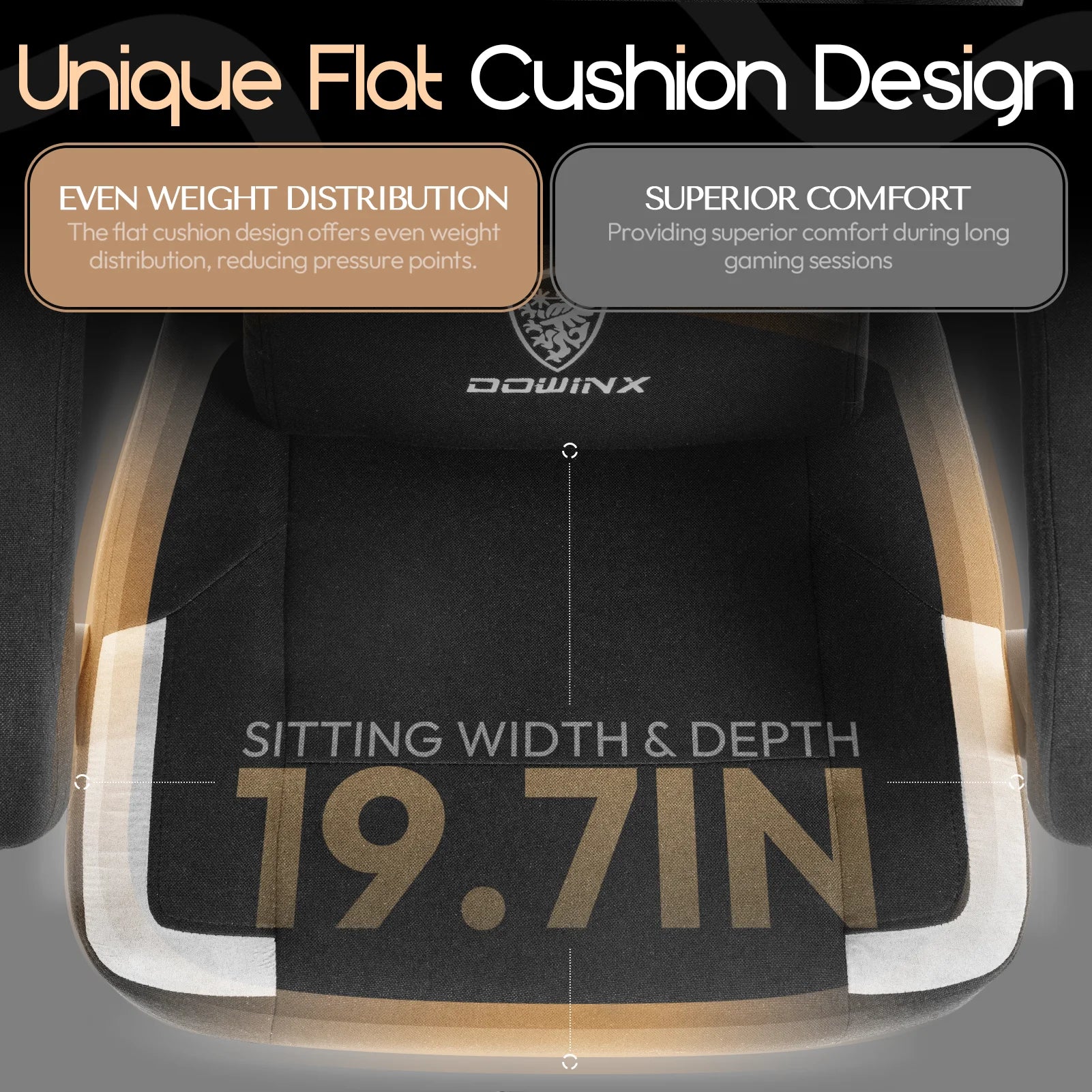 GOOSEA Fabric Gaming Chair with Pocket Spring Cushion. Breathable Computer Chair with Massage Lumbar Support and Footrest. High Back Office Chair for Adults. 300lbs. Grey