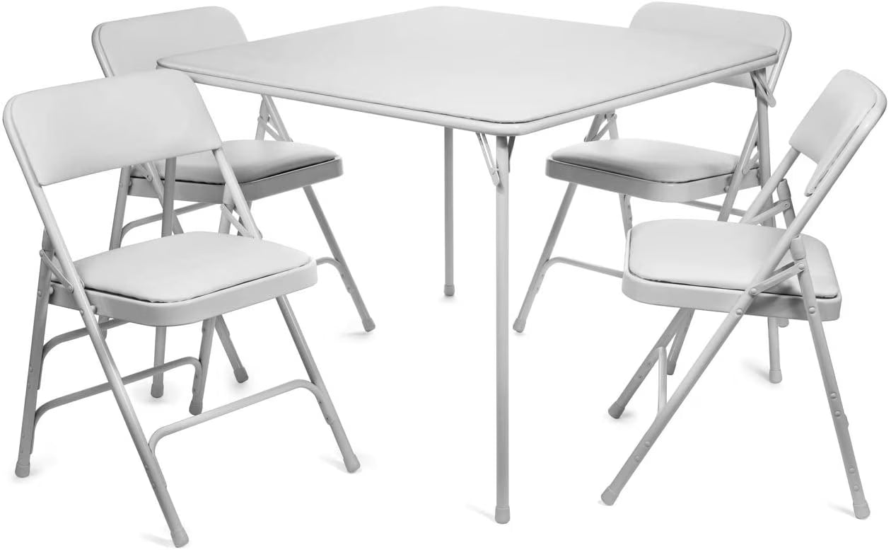 5pc. XL Series 4 Folding Card Table and Triple Braced Vinyl Padded Chair Set. Commercial Quality. Beige. 30