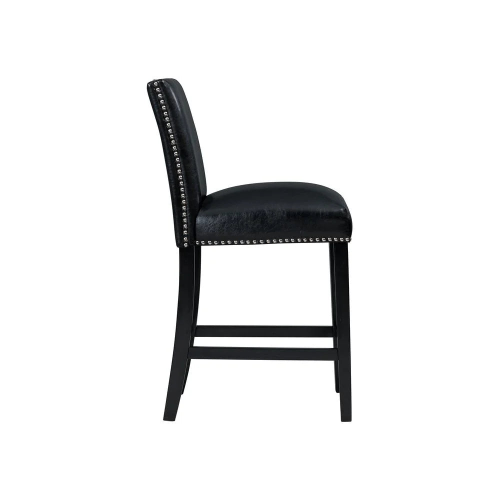 Picket House Celine 5PC Counter Dining Set with 4 Black Faux Leather Chairs
