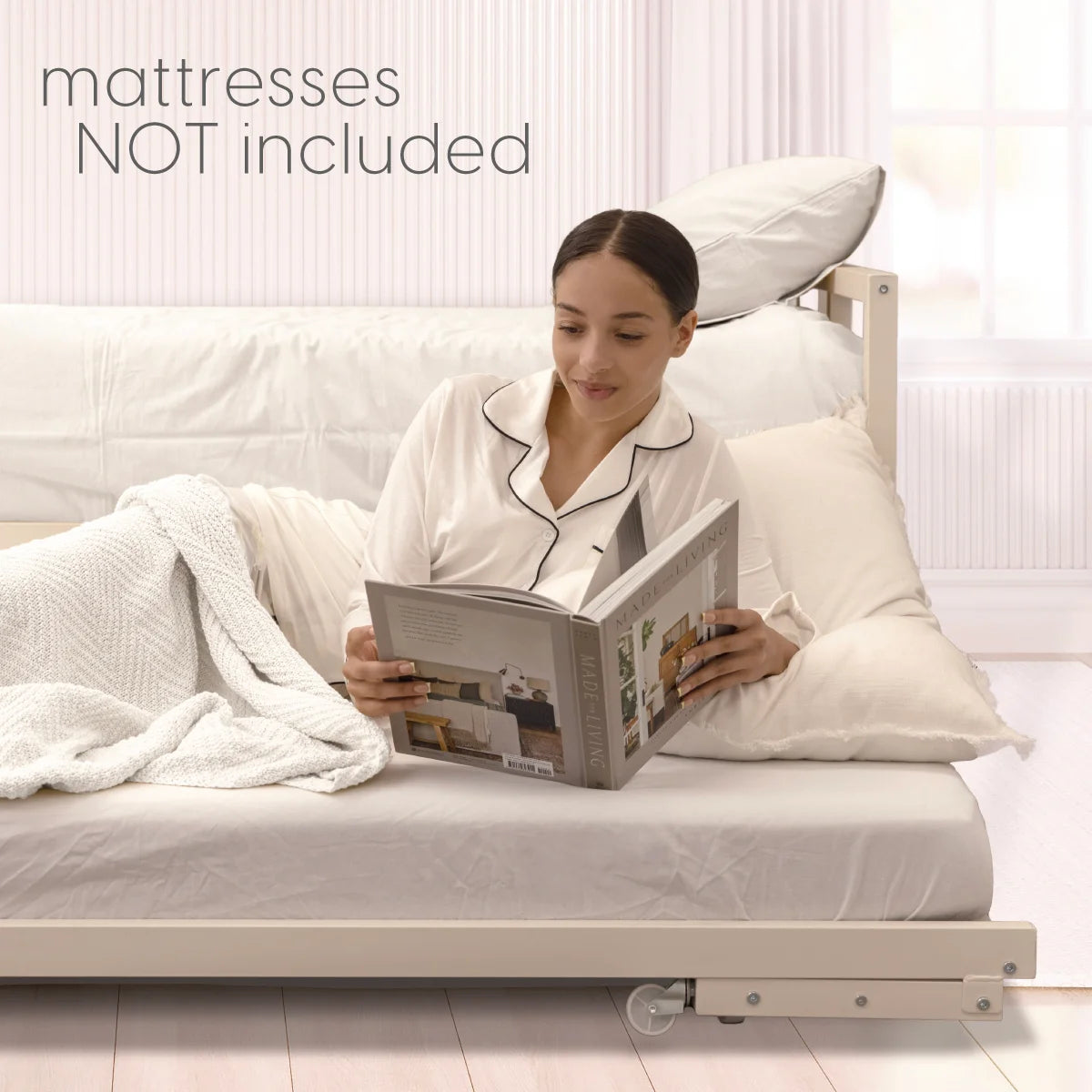 Milliard Twin Daybed and Fold-up Trundle Set. Frame - Mattresses Sold Separately (Black)