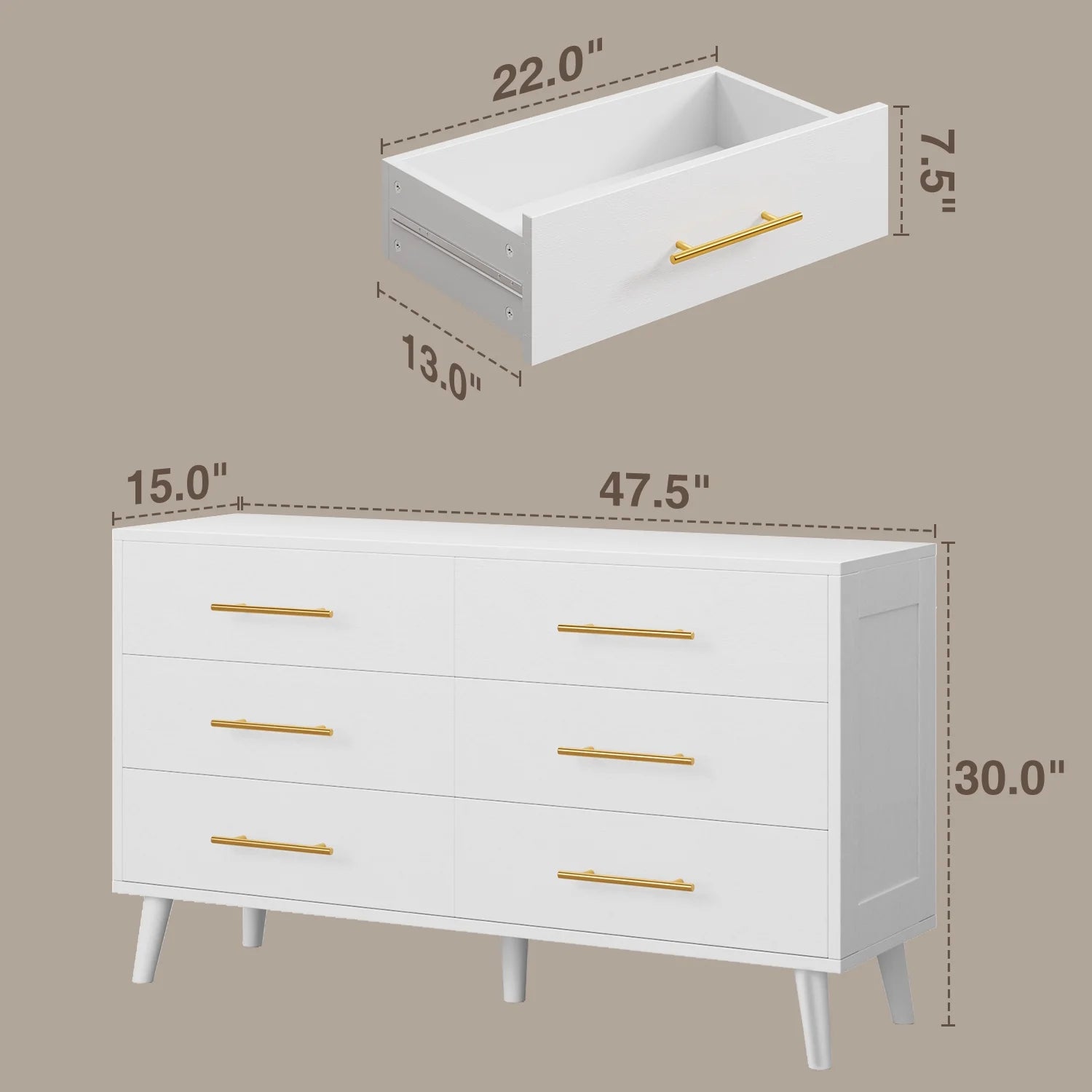 Bedroom Furniture Set - Includes Queen Bed Frame. Nightstands Set of 2. 5-Drawer Dresser & Double Wide 6-Drawer Dresser - Modern Storage Solution for Stylish Home Decor. Black