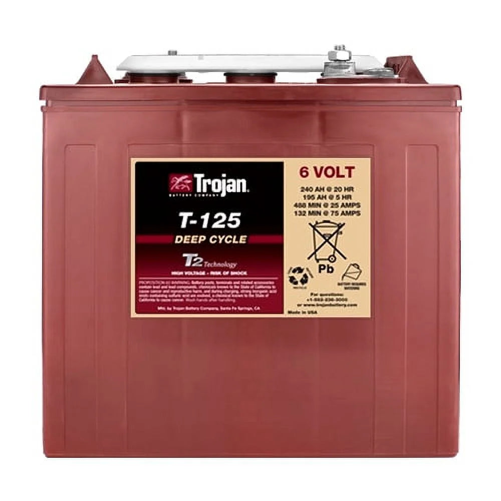 Trojan T-125 240Ah. 6V Deep Cycle Battery - 4 Pack