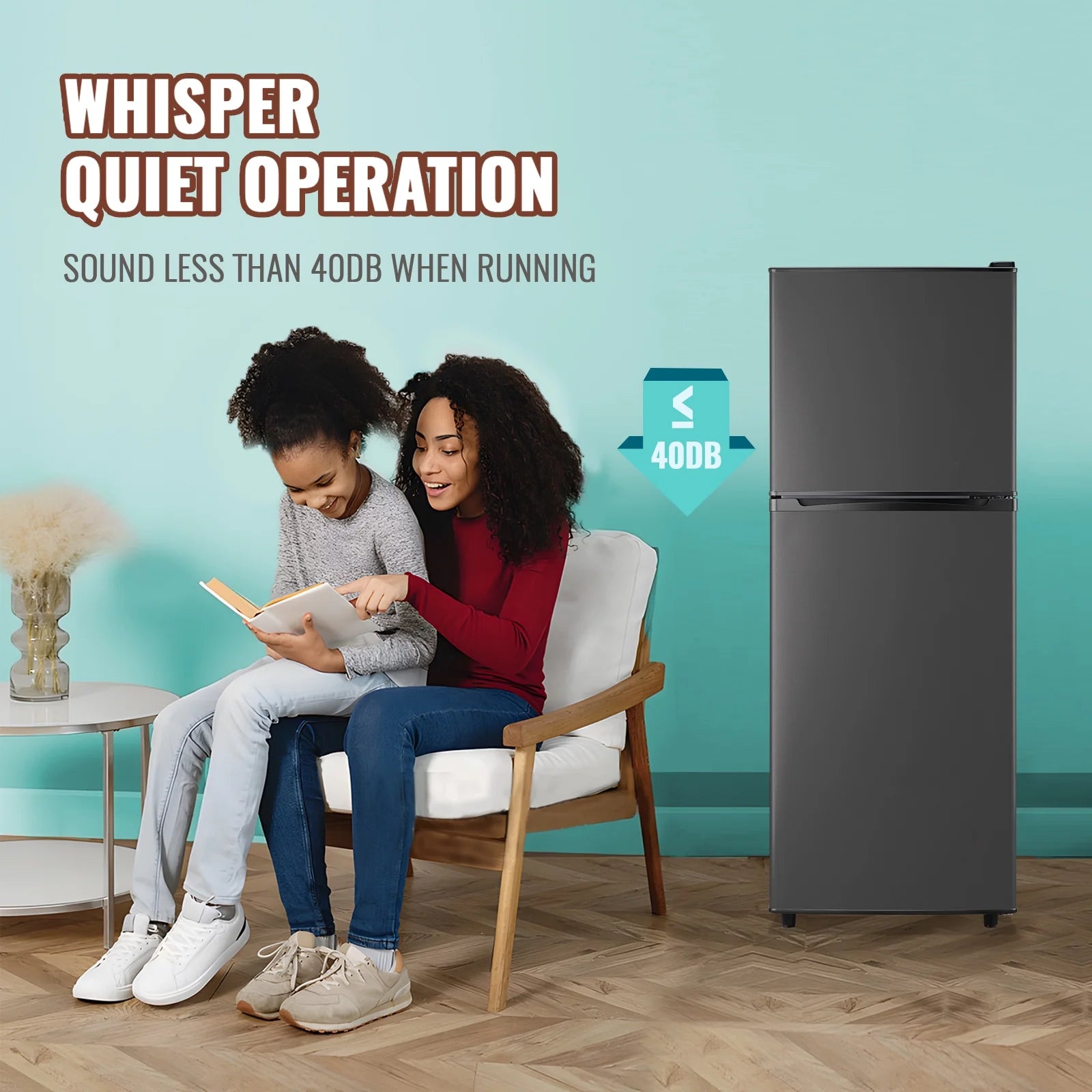 WANAI 4.5 Cu.ft Large Size Mini Fridge with Adjustable Thermostat. Compact Refrigerator Silver. New