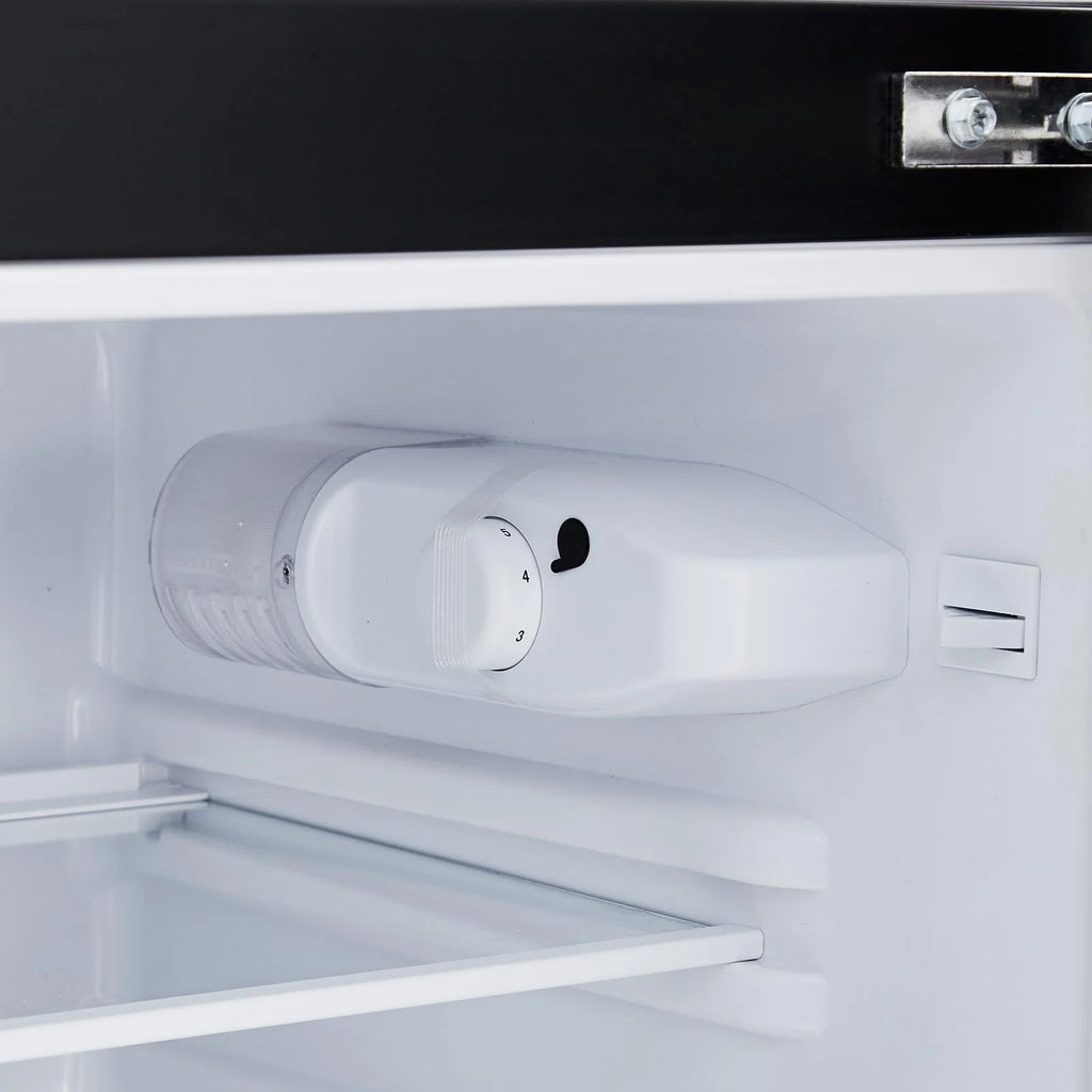 3.2 Cu. Ft Mini Fridge with Freezer. Small Refrigerators Double Door Stainless Steel. 5 Adjustable Thermostat Settings. Compact Internal Freezer with Crisper Drawer for Apartment Dorm. Silver