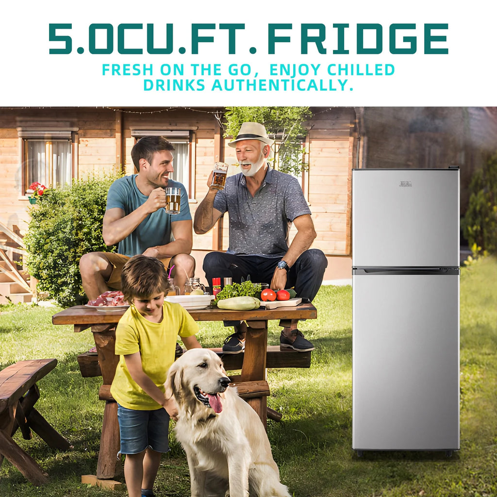 JIEJIA 5.0 Cu.Ft Apartment Size Refrigerators with Separate Freezer. 2 Door Refrigerator. Small Fridge with Freezer. Gray