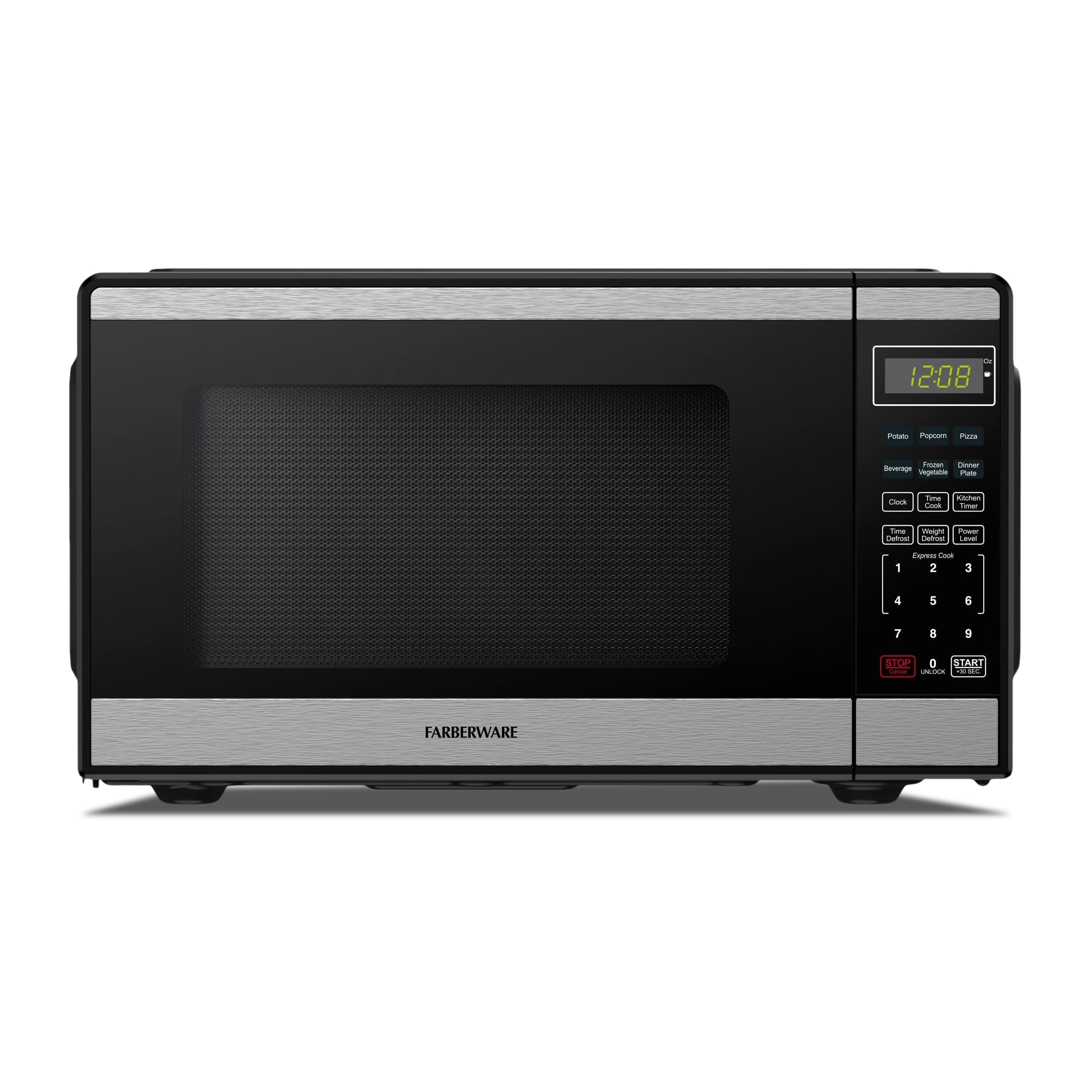 Farberware Countertop Microwave Ov 1100 Watts. 2.2 cu ft - Smart Sensor With LED Lighting and Child Lock - Perfect for Apartments and Dorms - Easy Clean Black Interior. Stainless Steel