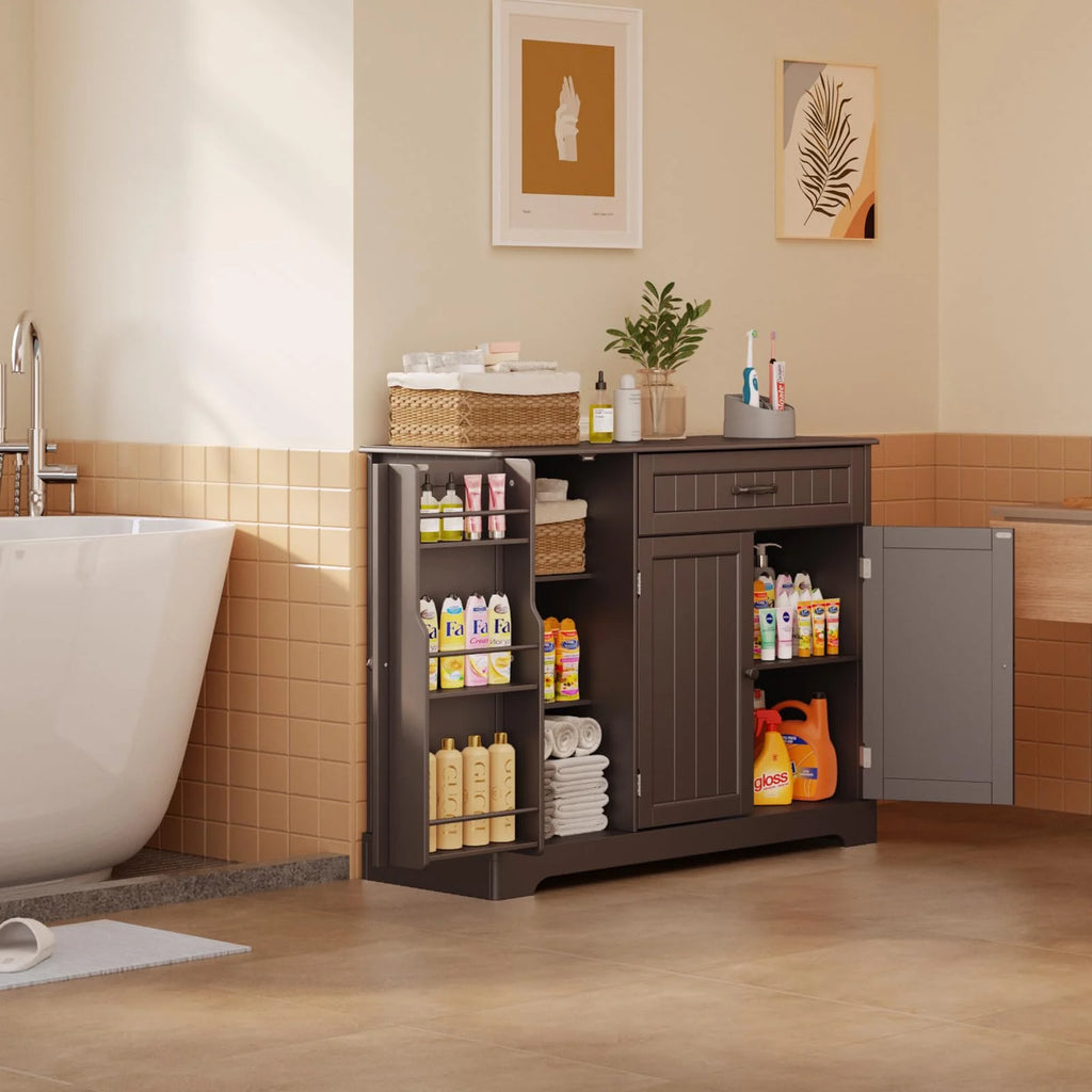 Coffee Bar. Lofka 42 Kitchen Storage Cabinet. Sideboard Buffet Cabinet with 8 Shelves. 1 Drawer