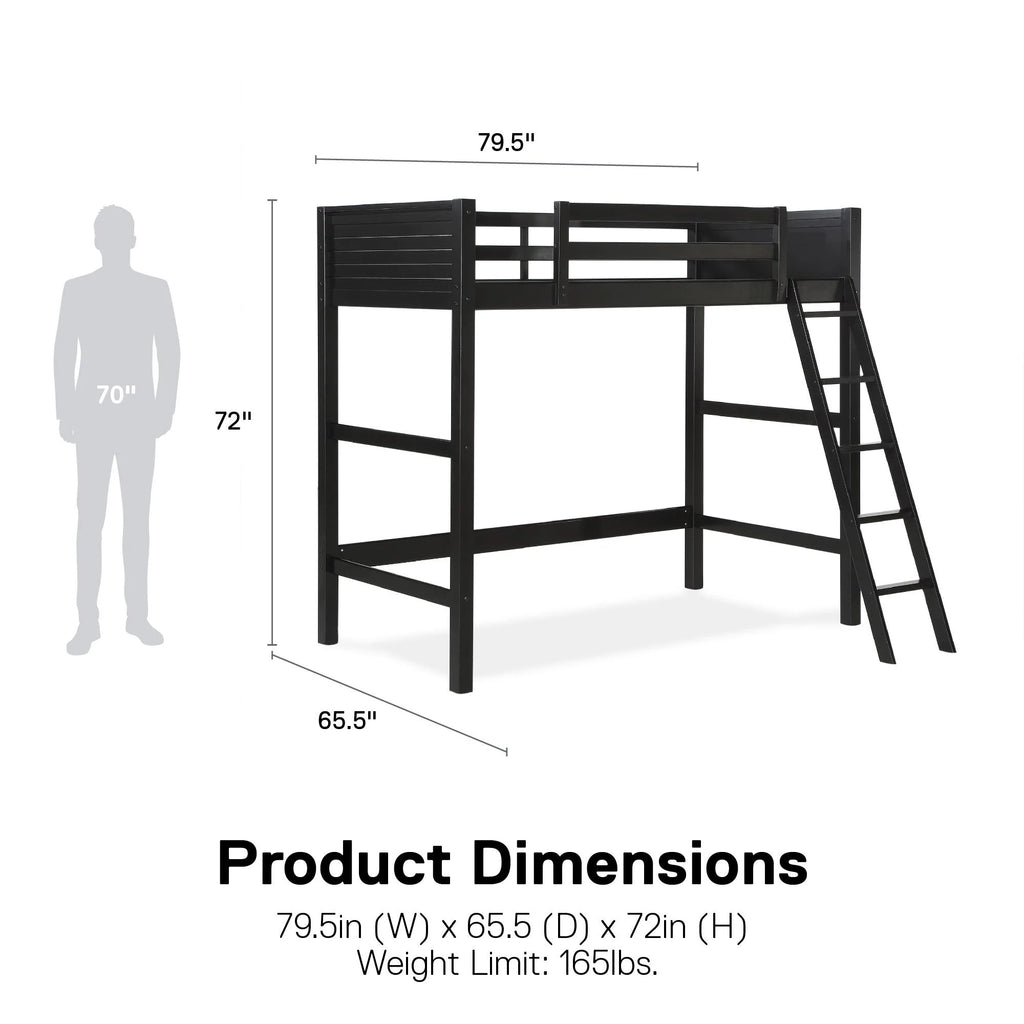 Your Zone Kiarah Twin Loft Bed with Ladder. White