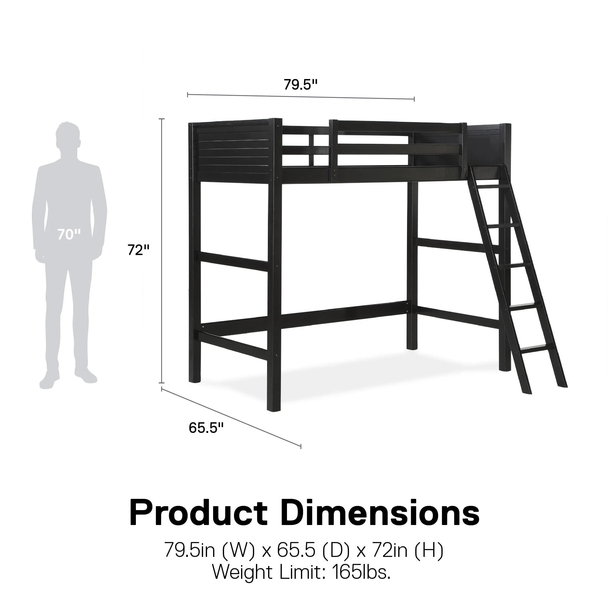 Your Zone Kiarah Twin Loft Bed with Ladder. White