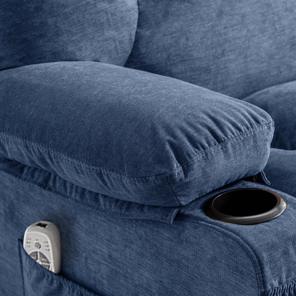 JONPONY Manual Recliner Chair with Heat Therapy and Massage Function. Heavy Duty Reclining Mechanism Massage Chair. Elderly Single Rocker Sofa with Cup Holders for Bedroom Home Theater.Grey