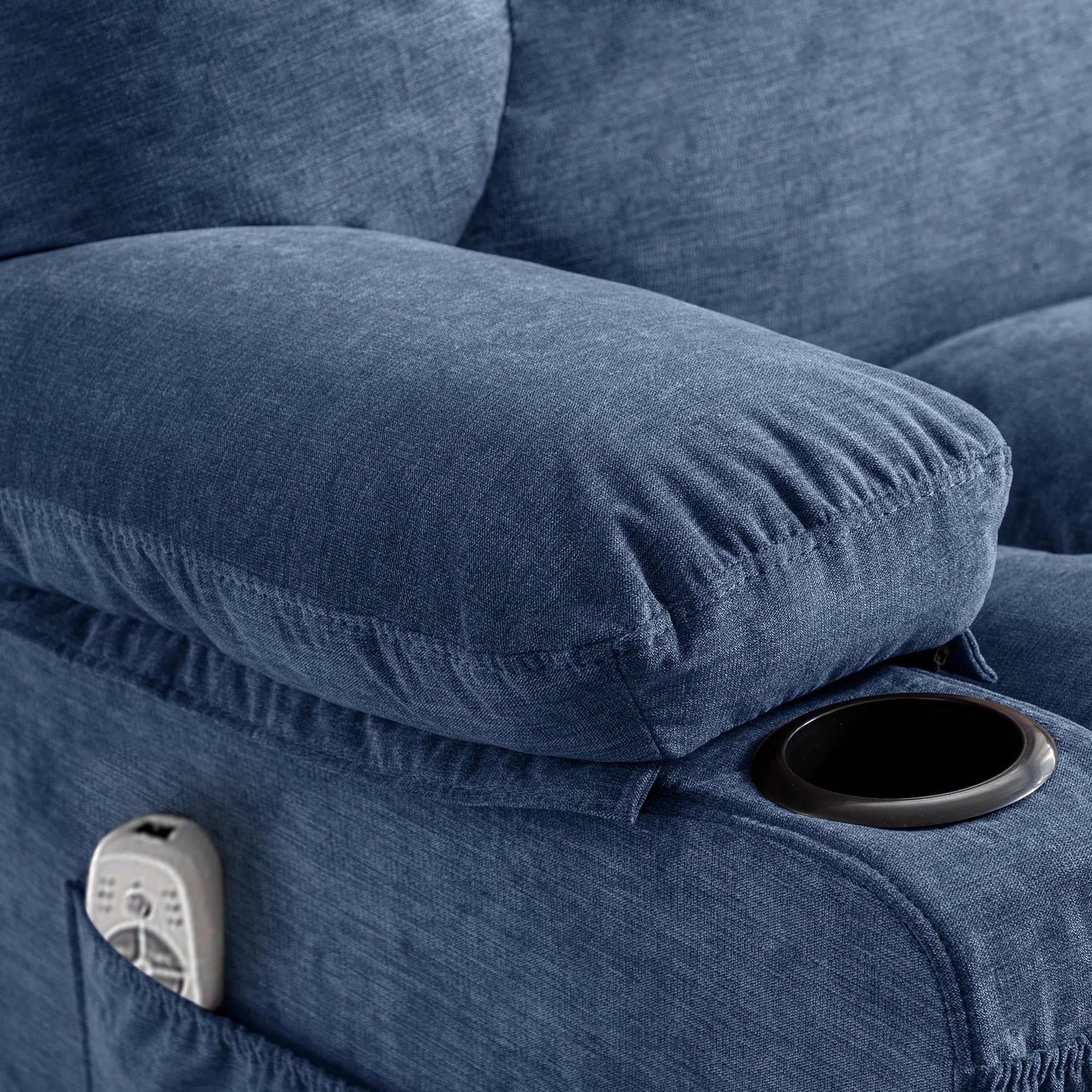 JONPONY Manual Recliner Chair with Heat Therapy and Massage Function. Heavy Duty Reclining Mechanism Massage Chair. Elderly Single Rocker Sofa with Cup Holders for Bedroom Home Theater.Grey