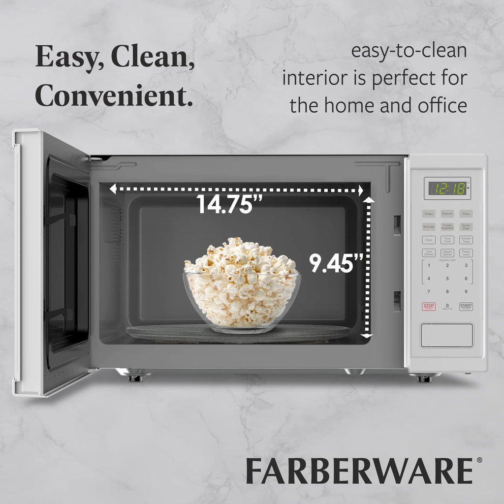 Farberware Countertop Microwave Ov 1100 Watts. 2.2 cu ft - Smart Sensor With LED Lighting and Child Lock - Perfect for Apartments and Dorms - Easy Clean Black Interior. Stainless Steel