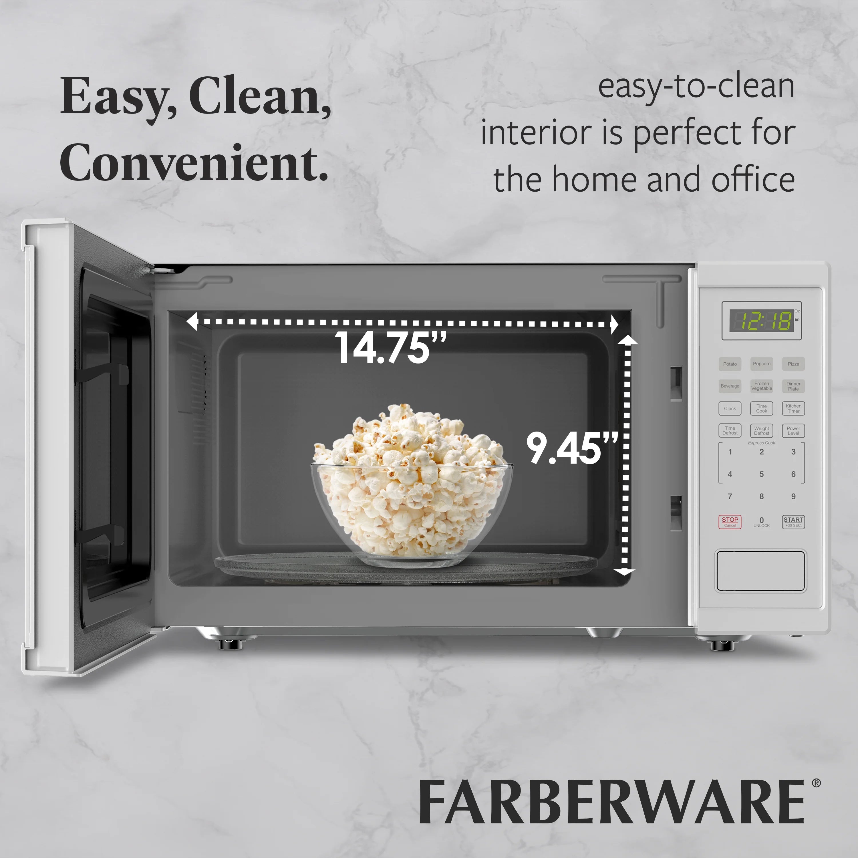 Farberware Countertop Microwave Ov 1100 Watts. 2.2 cu ft - Smart Sensor With LED Lighting and Child Lock - Perfect for Apartments and Dorms - Easy Clean Black Interior. Stainless Steel