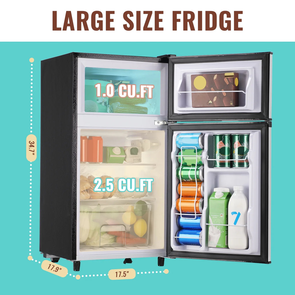 WANAI 5.0 Cu.ft Mini Refrigerator with Freezer 7 Settings Temp Adjustable Large Compact Fridge Silver
