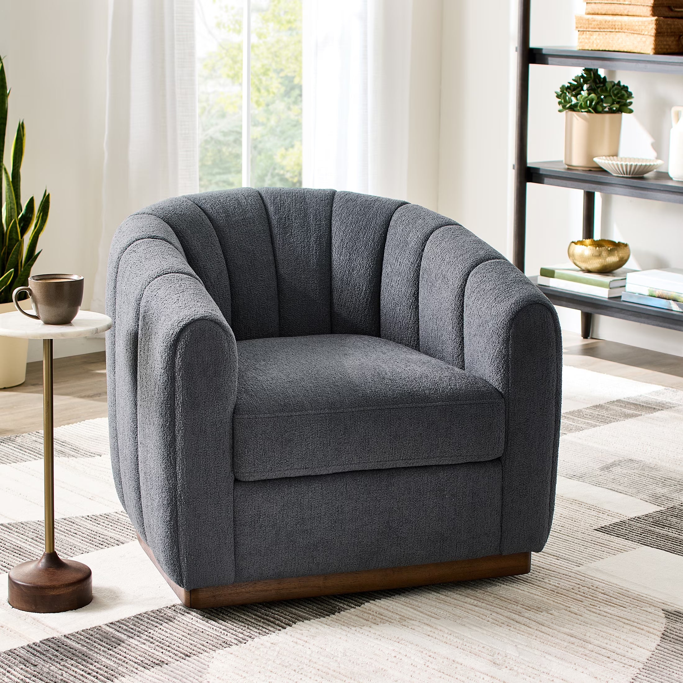 Better Homes & Gardens Lillian Accent Swivel Chair. Cream Linen