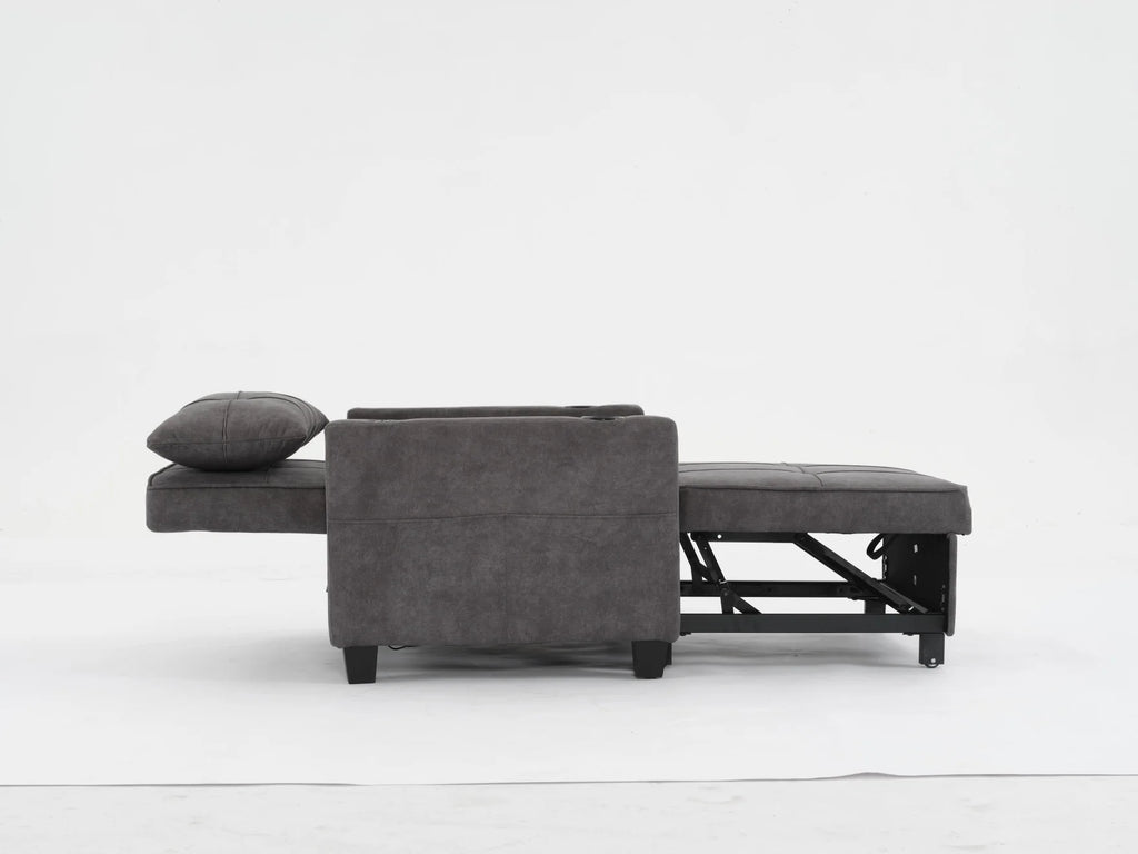 Convertible Futon Sofa Bed. 3-in-1 Multi-Functional Sleeper Chair Bed with USB Ports. Adjustable Backrest Recliner.for Living Room Bedroom Small Space. Tech Cloth. Dark Grey