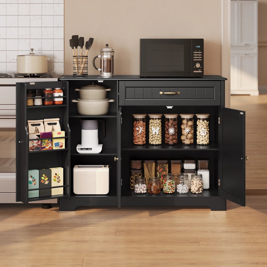 Coffee Bar. Lofka 42 Kitchen Storage Cabinet. Sideboard Buffet Cabinet with 8 Shelves. 1 Drawer