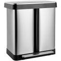 Arlopu 16 Gallon / 60L Dual Trash Can. Stainless Steel Kitchen Garbage Can with Soft-Close Lid. Home Office Classified Recycle Bin