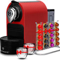 ChefWave Espresso Machine for use with Nespresso Capsules (Red). Holder and Cups
