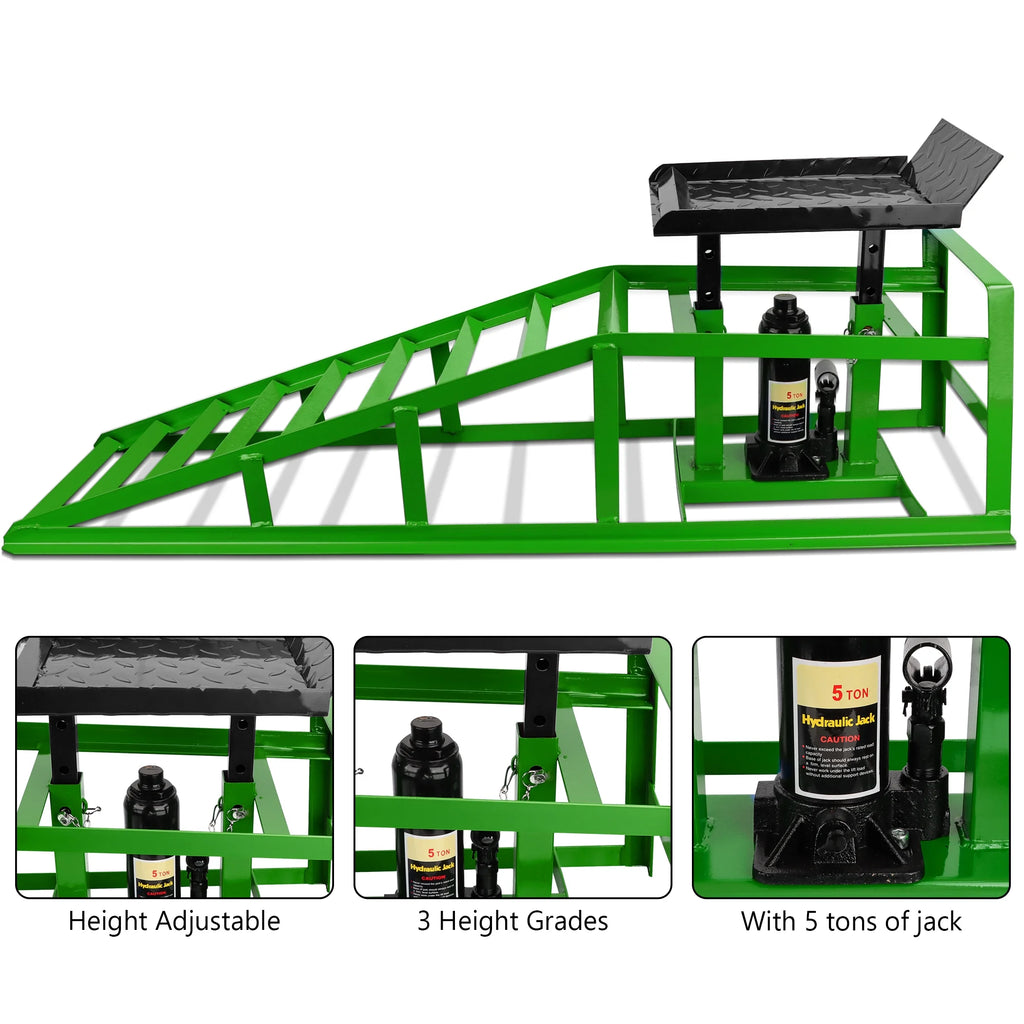 Lafati 2-Pack Hydraulic Car Ramps: Heavy-Duty Vehicle Ramps with 5T / 10000lbs Jack Load Capacity. Portable Design for Effortless Oil Changes and Car Lifts