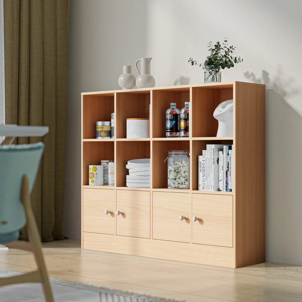 Cozy Castle 3-Tier Open Cube Bookcase with 12 Cubes and 4 Doors. Adjustable Shelves. White