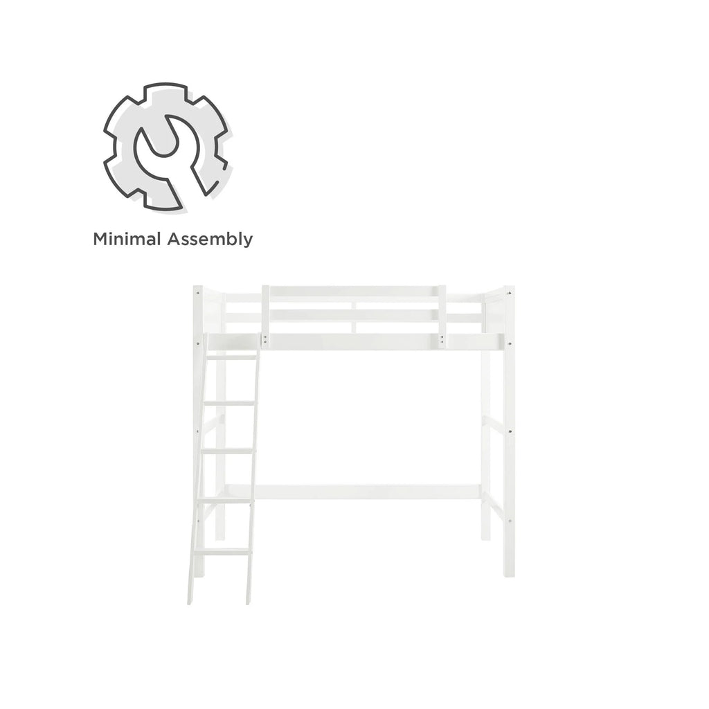 Your Zone Kiarah Twin Loft Bed with Ladder. White