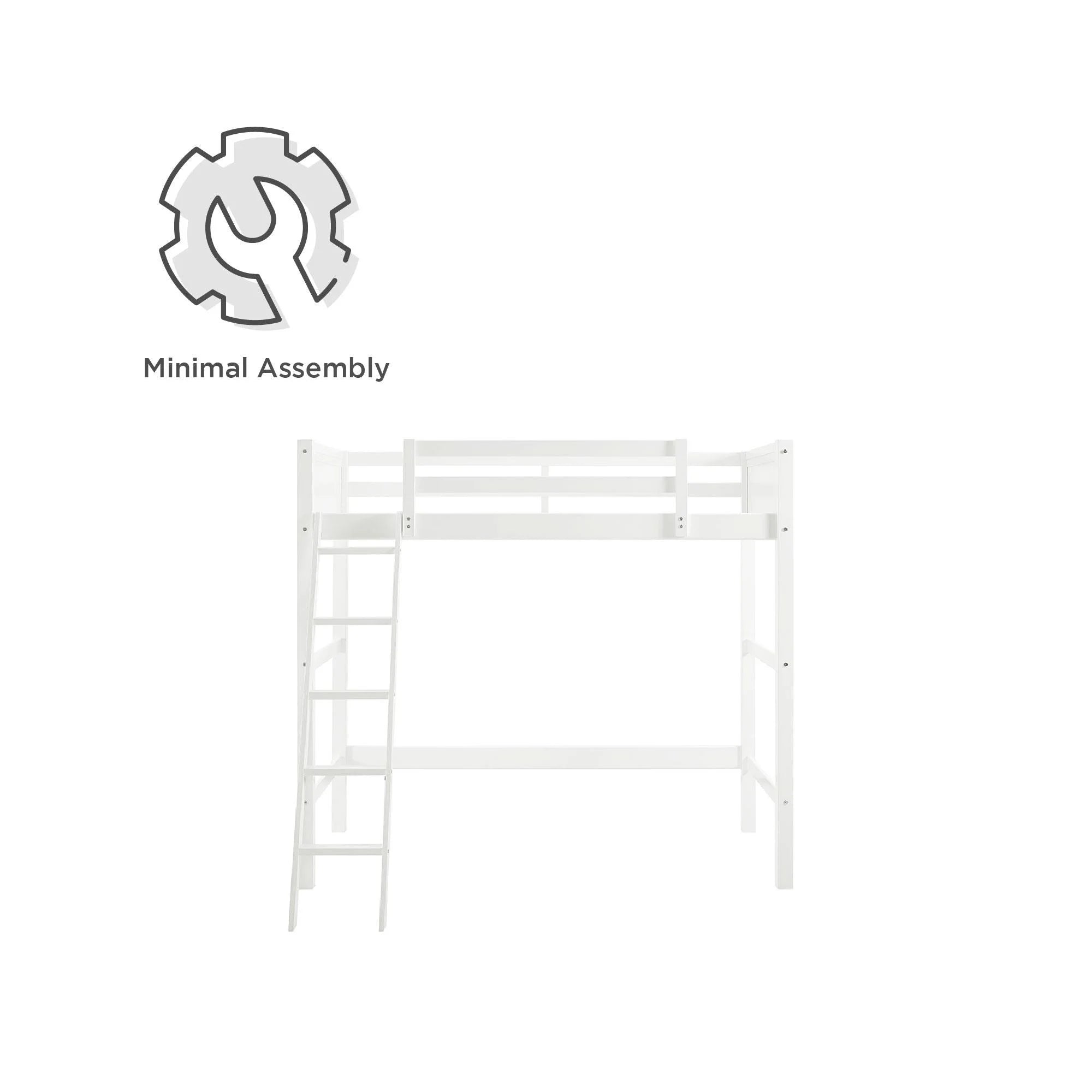 Your Zone Kiarah Twin Loft Bed with Ladder. White